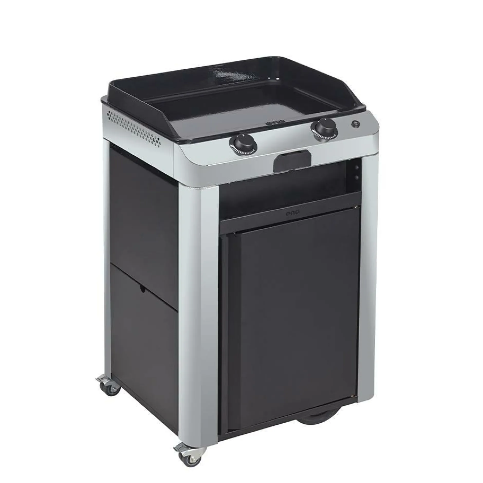 Ensembles Planchas Et Dessertes>Camif ENO Ensemble Plancha Fusion Gaz 60 et Chariot - Acier Gris/Inox