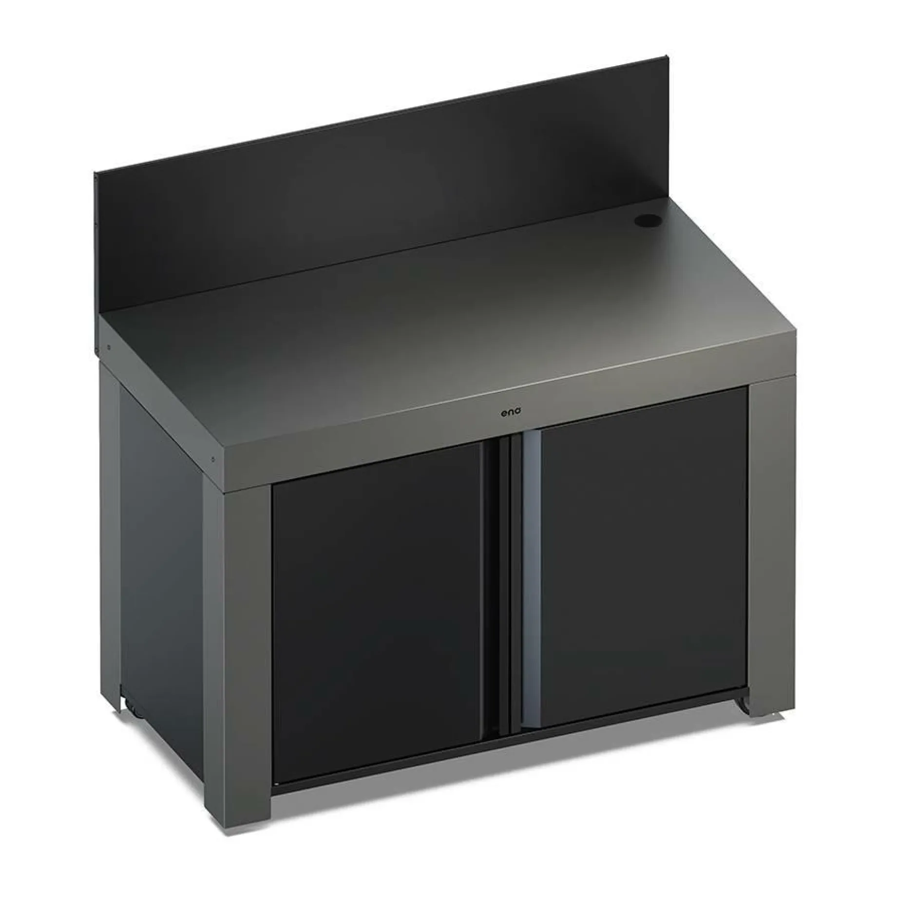 Cuisines D'Extérieur|Dessertes Planchas>Camif ENO Meuble de Cuisine pour Plancha 120 x 60 cm Félix en Acier Gris et Noir