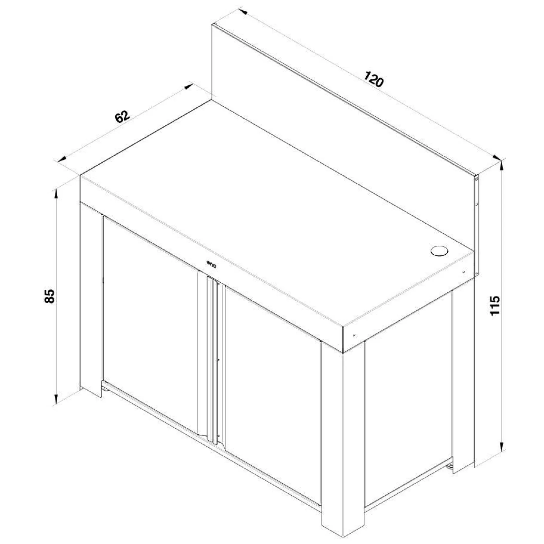 Cuisines D'Extérieur|Dessertes Planchas>Camif ENO Meuble de Cuisine pour Plancha 120 x 60 cm Félix en Acier Gris et Noir