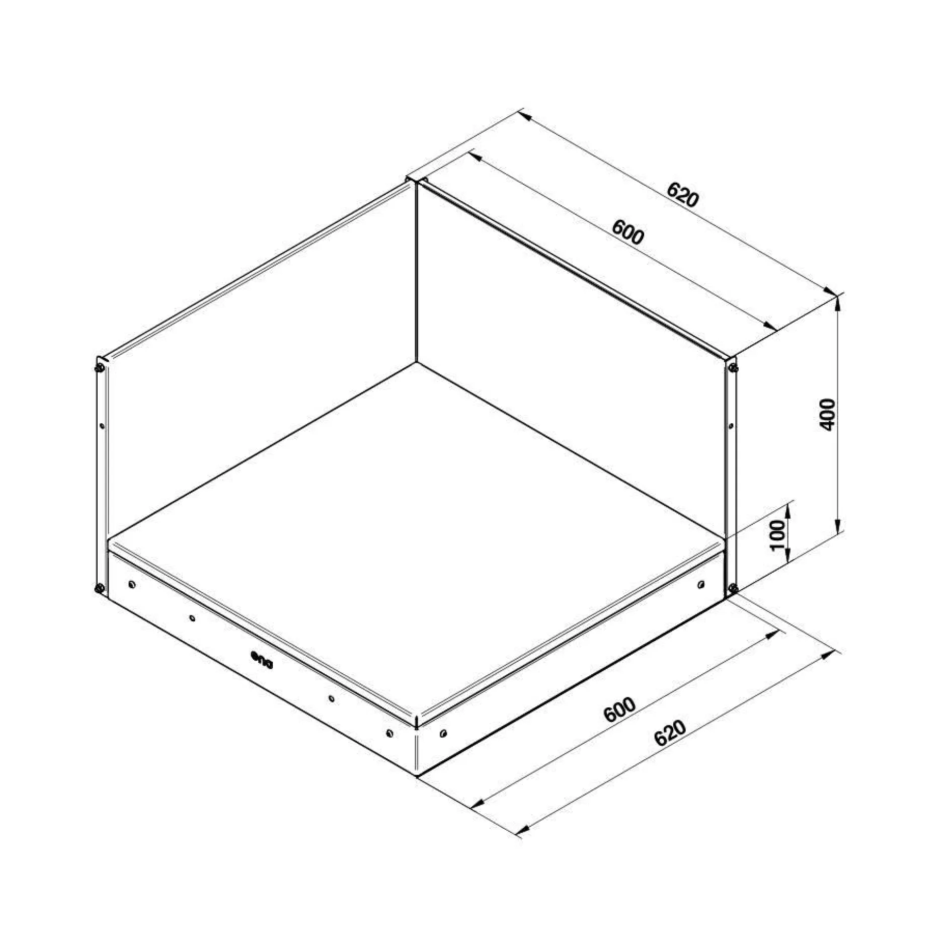 Cuisines D'Extérieur>Camif ENO Plateau d'Angle pour Cuisine d'Extérieur Modulo en Acier Gris Cargo et Noir