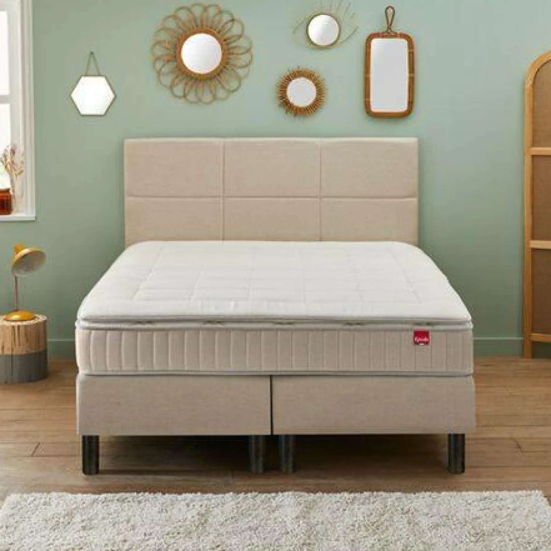 Ensembles Matelas Et Sommier>Camif EPEDA Ensemble 5 en 1 Boxspring Enchanteur - - 2 x 90 x 200 cm Lin