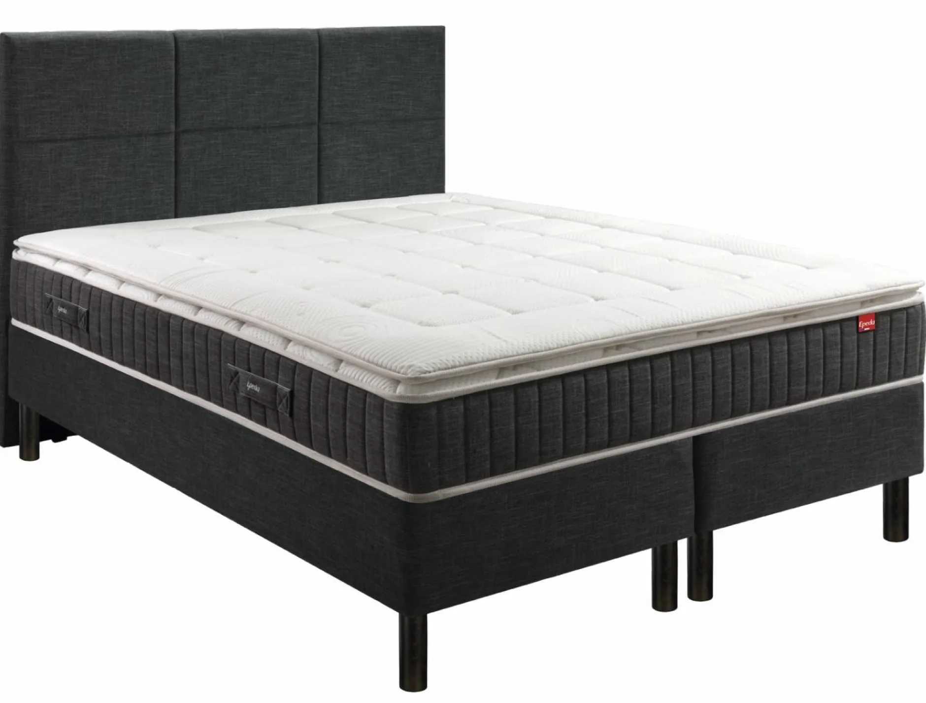 Ensembles Matelas Et Sommier>Camif EPEDA Ensemble 5 en 1 Boxspring Enchanteur - - 2 x 100 x 200 cm Gris
