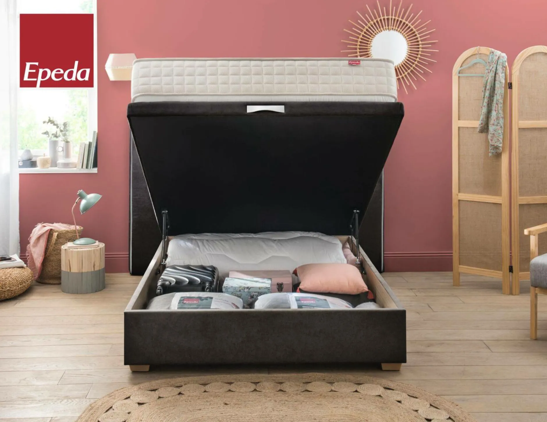 Sommiers 160 X 200 Cm|Sommiers 140 X 190 Cm>Camif EPEDA Sommier coffre 34 cm Hercule - - 140 x 190 cm Gris Béton