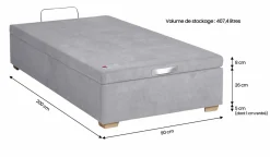 Sommiers 140 X 190 Cm|Sommiers 160 X 200 Cm></noscript>Camif EPEDA Sommier coffre 34 cm Hercule - - 90 x 200 cm Gris Souris