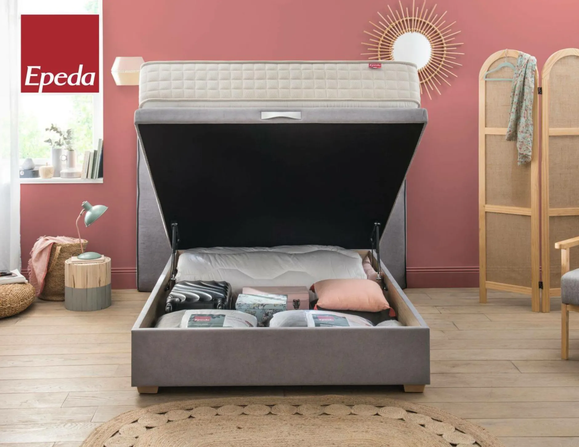 Sommiers 140 X 190 Cm|Sommiers 160 X 200 Cm>Camif EPEDA Sommier coffre 34 cm Hercule - - 140 x 190 cm Gris Souris