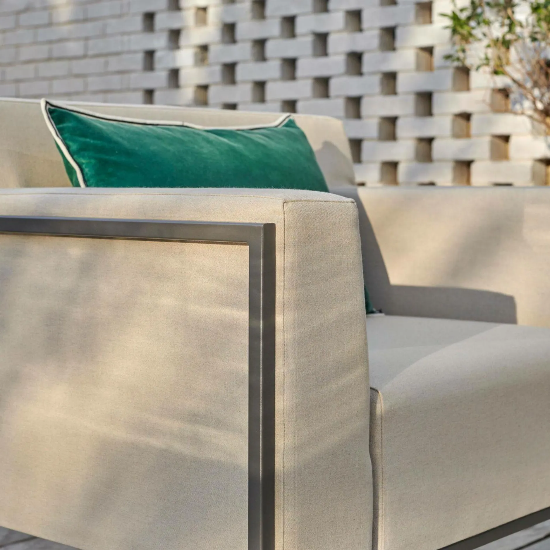 Canapés Et Fauteuils De Jardin>Camif EREME Fauteuil Ruben en Acier et Tissu Recyclé - Etain / Papyrus