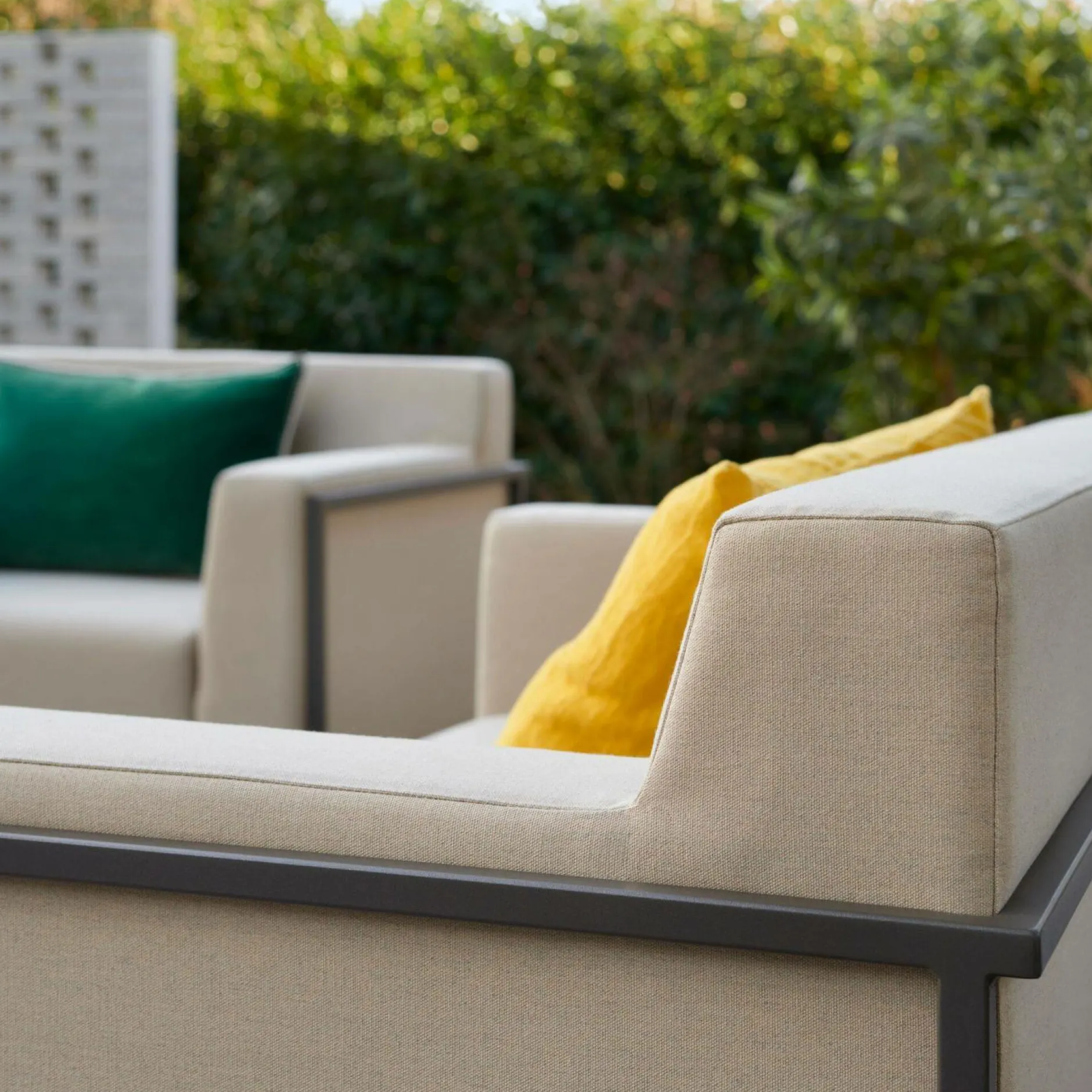 Canapés Et Fauteuils De Jardin>Camif EREME Fauteuil Ruben en Acier et Tissu Recyclé - Etain / Papyrus