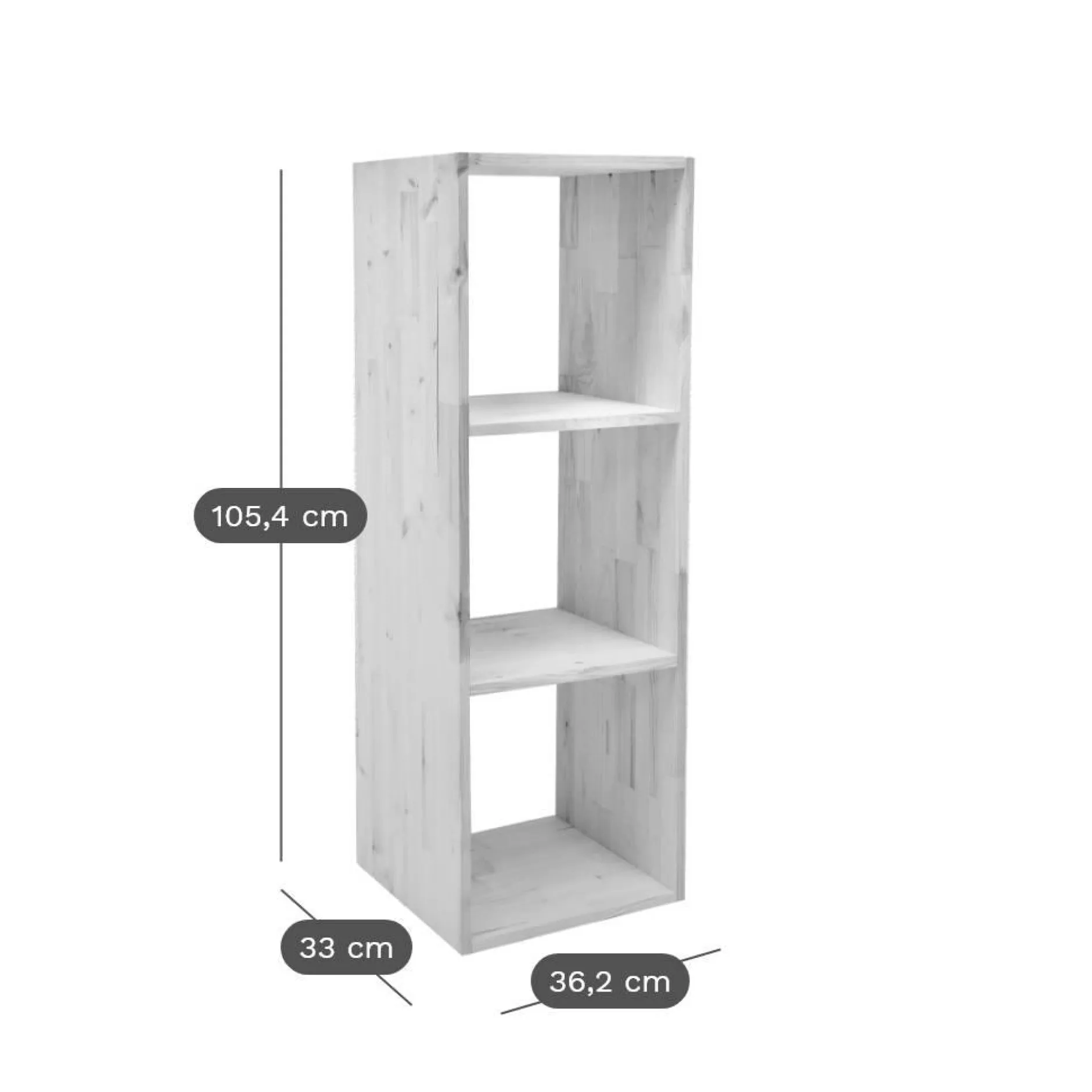 Etagères>Camif Etagère bois massif 3 cases Elio