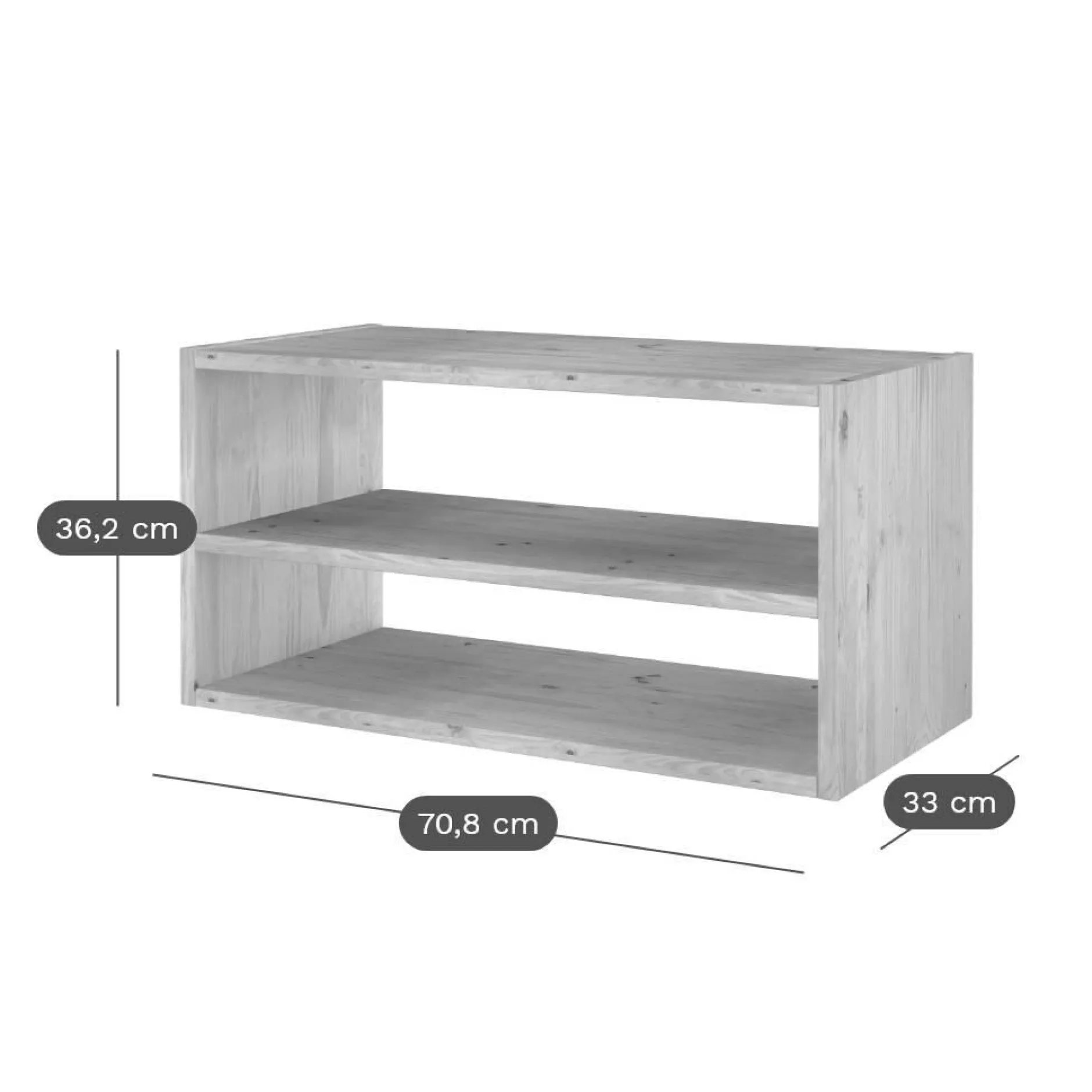 Etagères>Camif Etagère bois massif 2 cases horizontales Elio