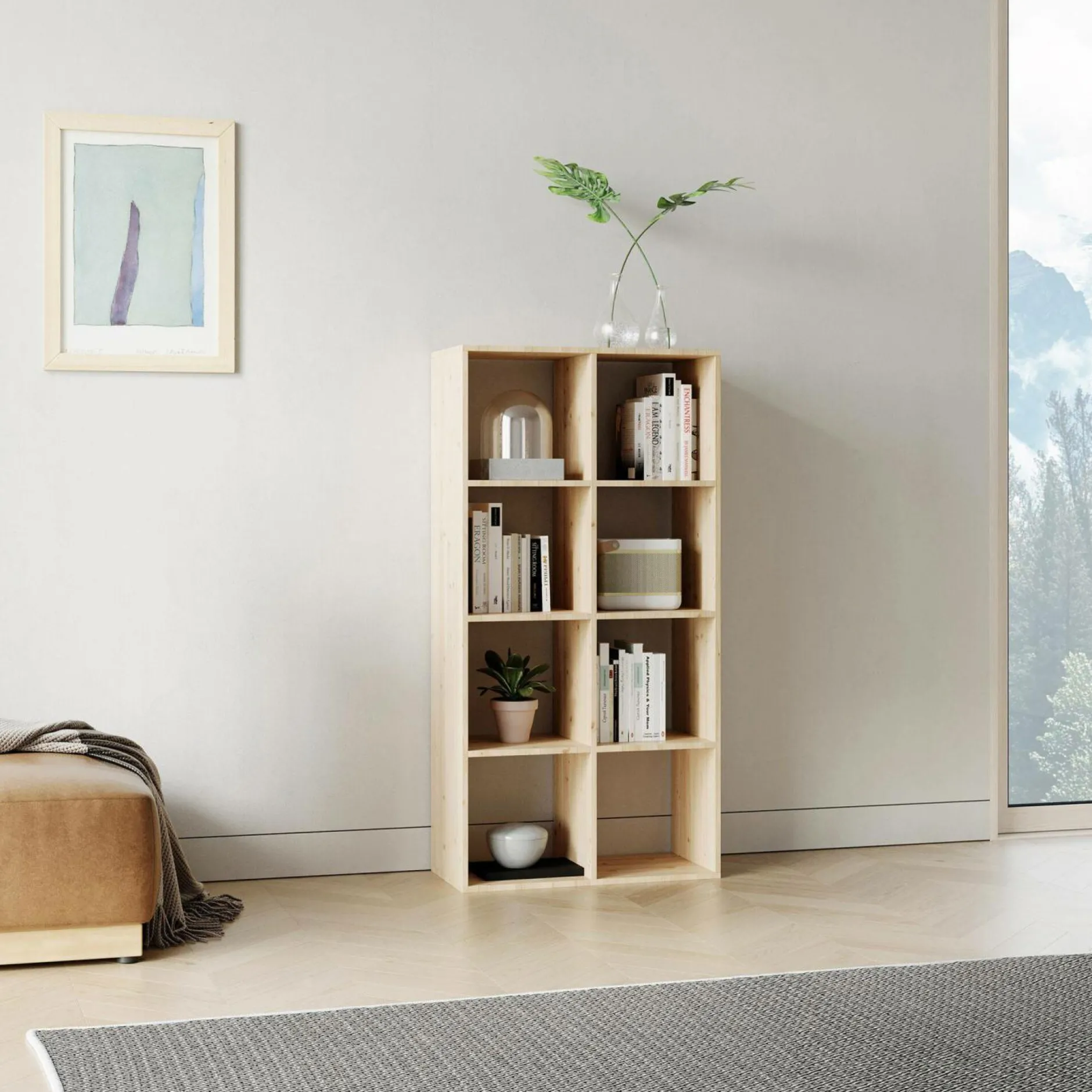 Etagères>Camif Etagère bois massif 4x2 cases Elio