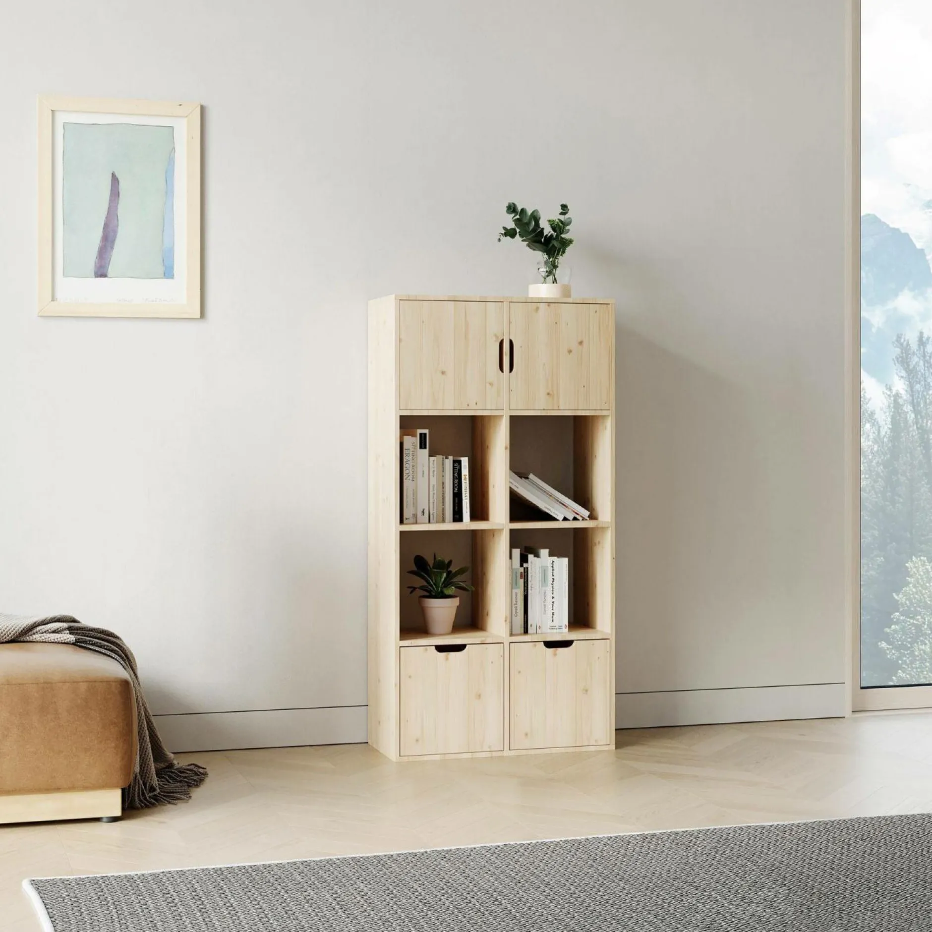 Etagères>Camif Etagère bois massif 4x2 cases Elio