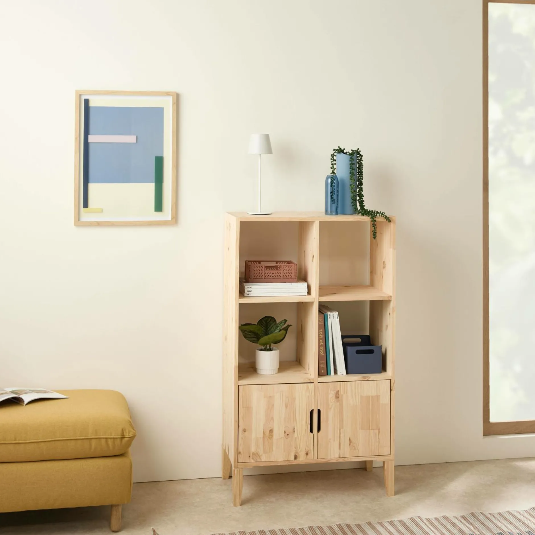 Etagères>Camif Etagère bois massif 2x3 cases Elio