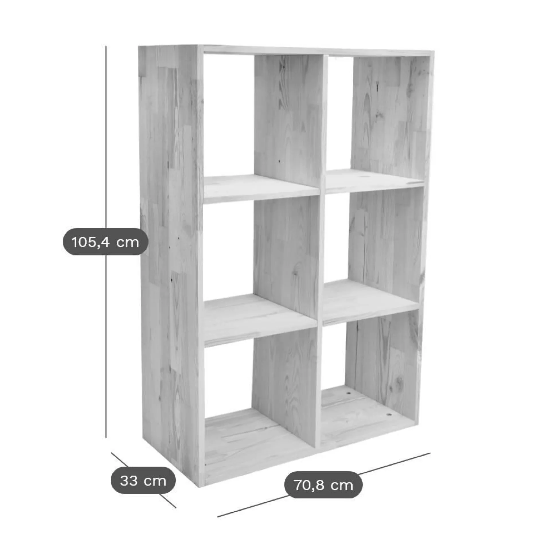 Etagères>Camif Etagère bois massif 2x3 cases Elio
