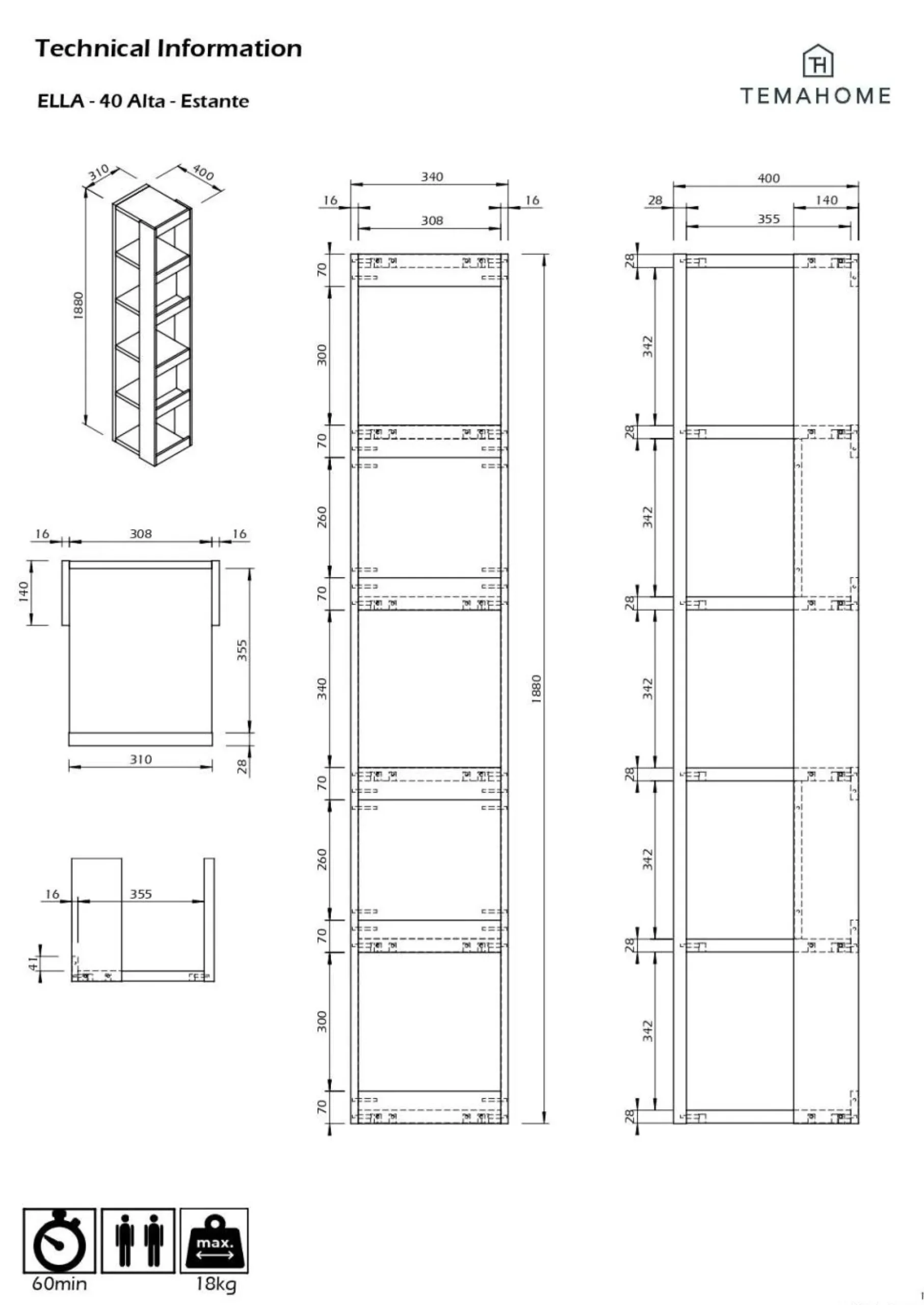 Etagères>Camif Etagère Ella 40 - Haute