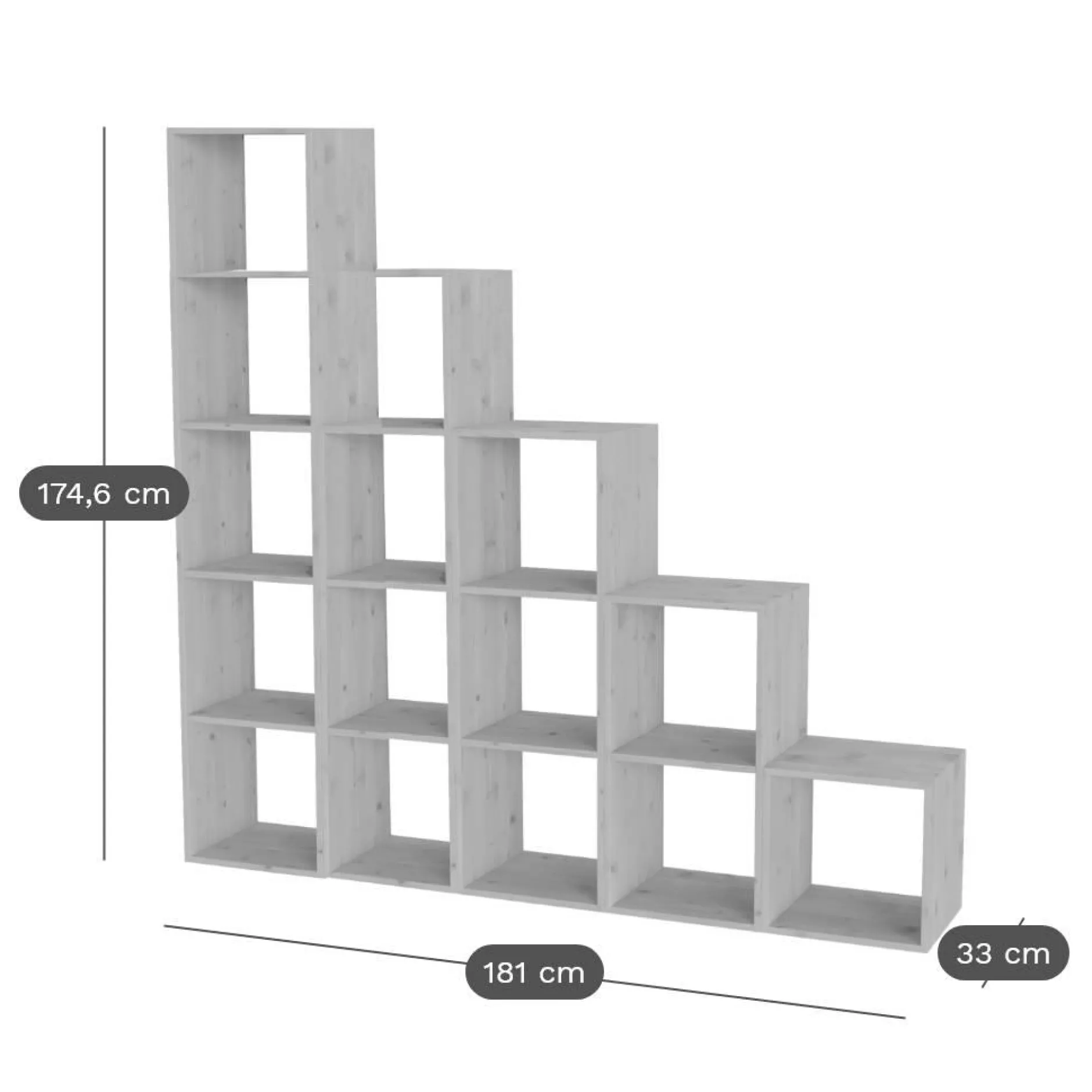 Etagères|Bibliothèques>Camif Etagère escalier bois massif moyenne version Elio