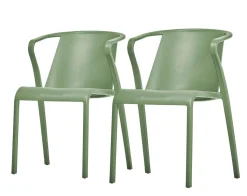 Fauteuils De Jardin>Camif EZPELETA Lot de 2 Fauteuils Empilables Fado - Vert Olive