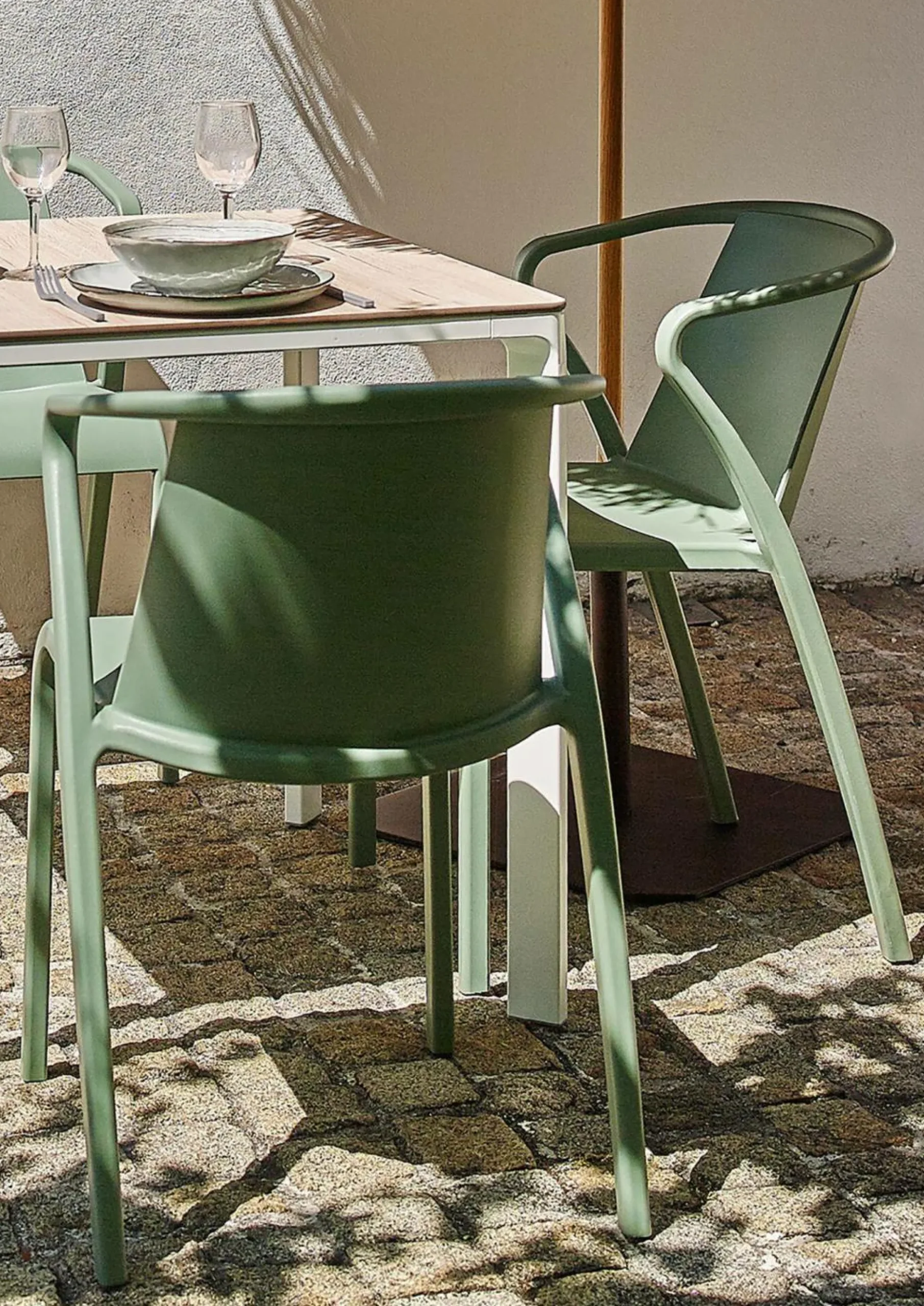 Fauteuils De Jardin>Camif EZPELETA Lot de 2 Fauteuils Empilables Fado - Vert Olive