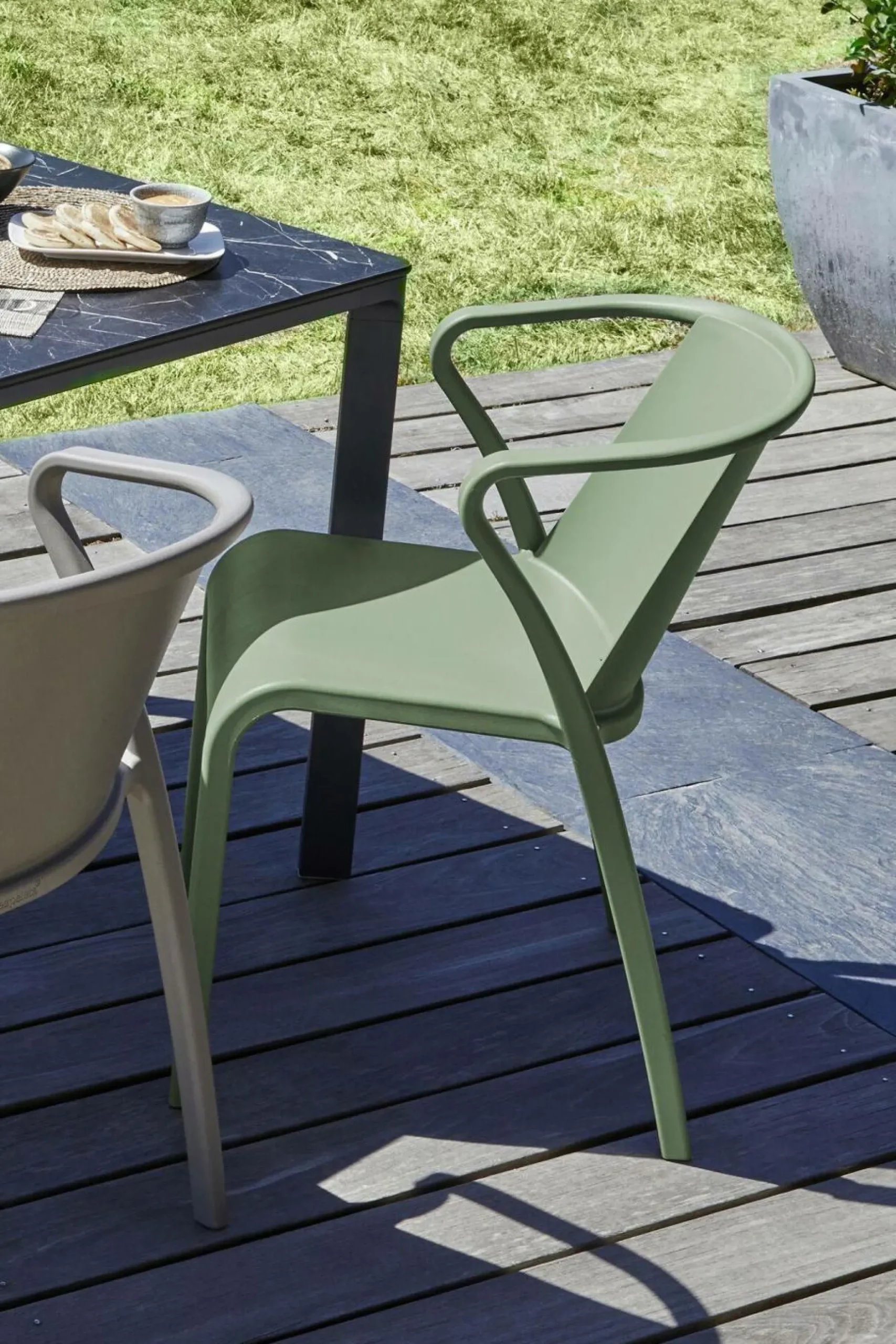 Fauteuils De Jardin>Camif EZPELETA Lot de 2 Fauteuils Empilables Fado - Vert Olive