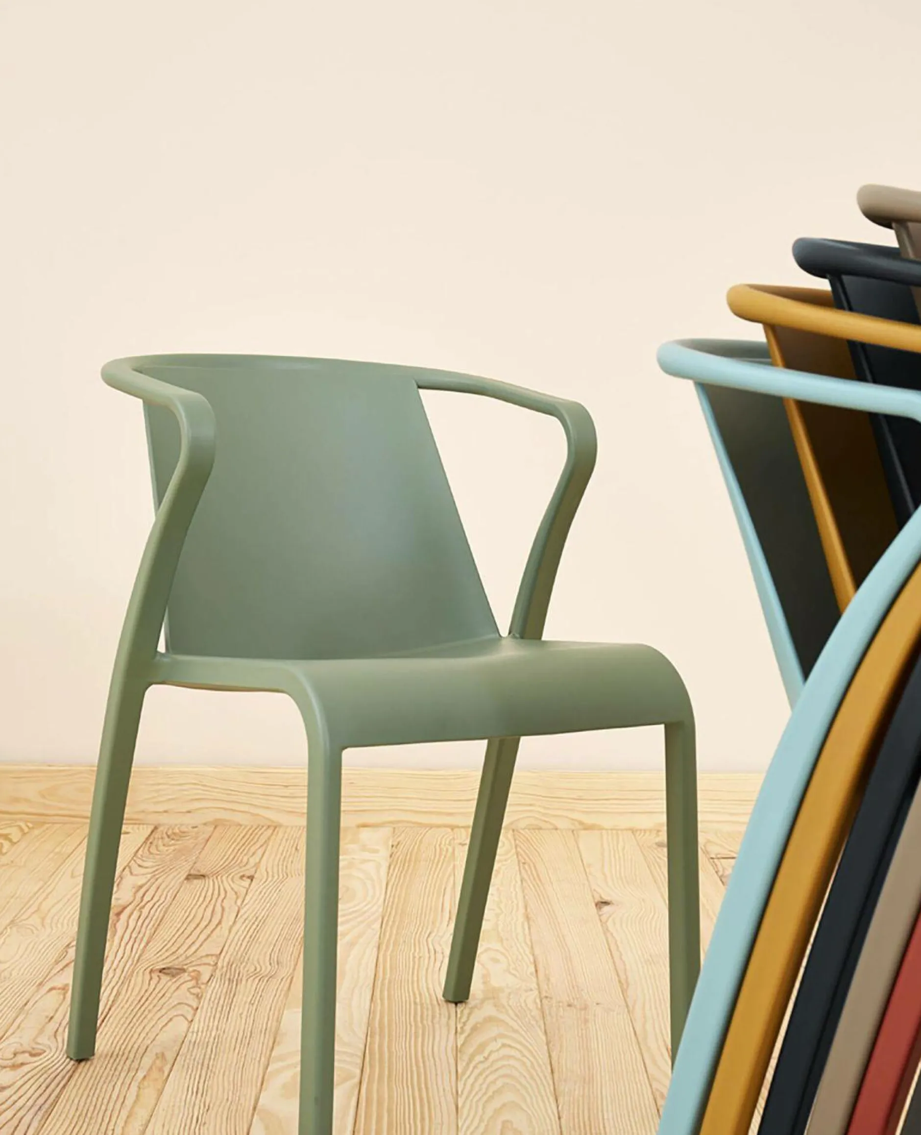 Fauteuils De Jardin>Camif EZPELETA Lot de 2 Fauteuils Empilables Fado - Vert Olive