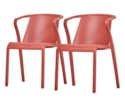 Fauteuils De Jardin>Camif EZPELETA Lot de 2 Fauteuils Empilables Fado - Rouge brique