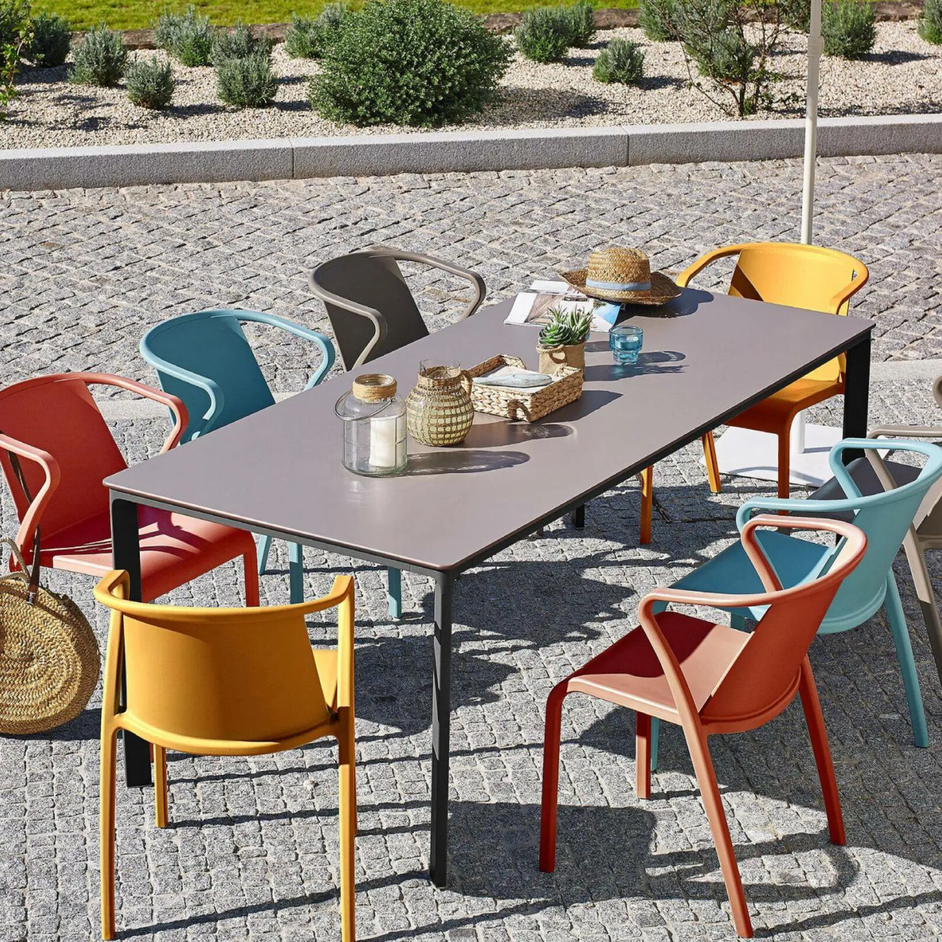 Fauteuils De Jardin>Camif EZPELETA Lot de 2 Fauteuils Empilables Fado - Rouge brique