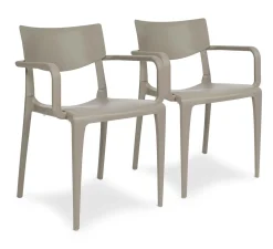 Fauteuils De Jardin>Camif EZPELETA Lot de 2 Fauteuils Empilables Town - Taupe