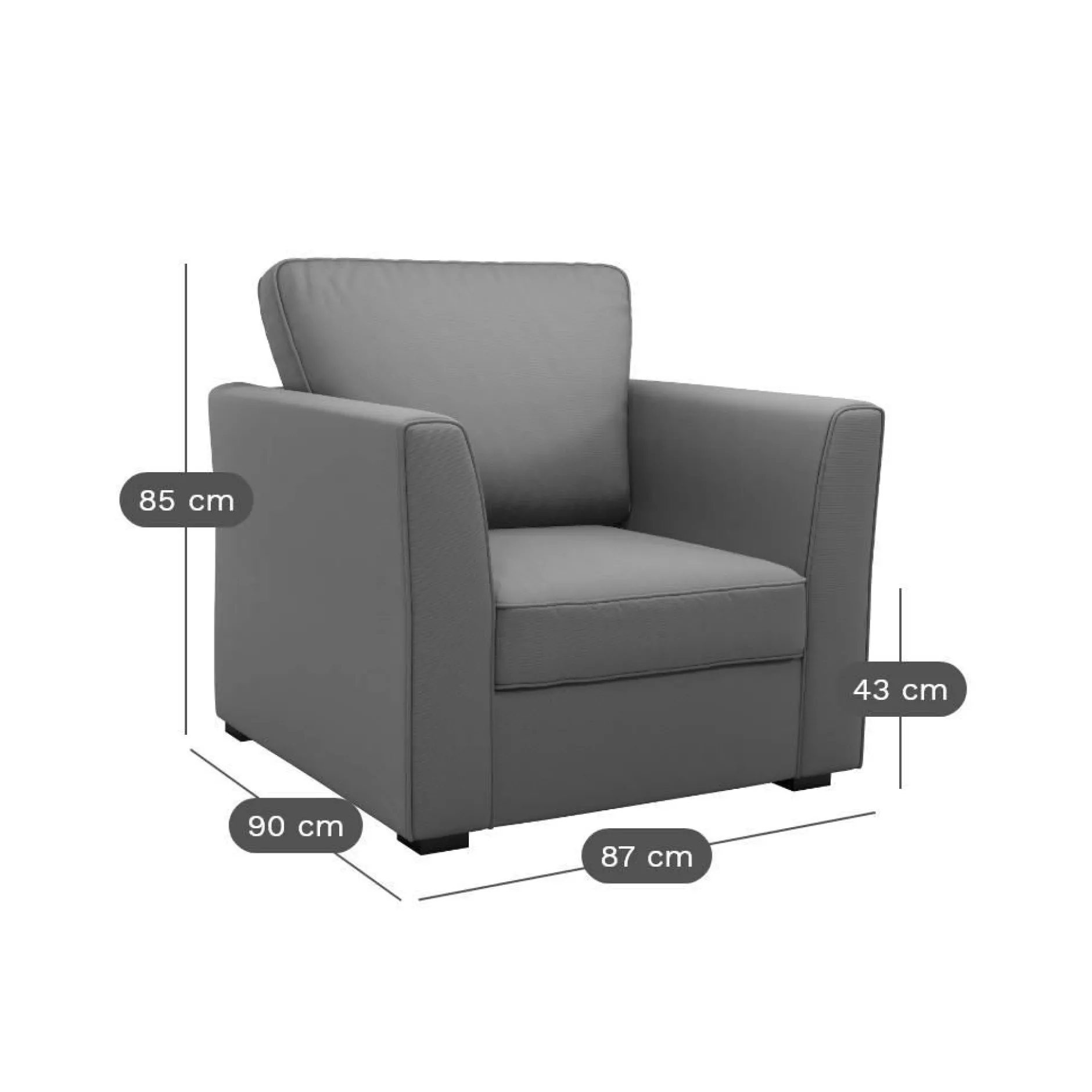 Canapés Droits|Canapés Fixes>Camif Fauteuil tissu déhoussable Marbella - Vert Forêt