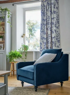 Canapés Fixes>Camif Fauteuil velours Orso - Bleu