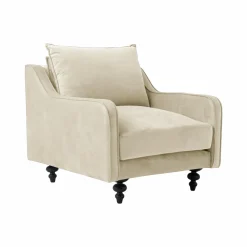 Canapés Fixes>Camif Fauteuil velours Orso - Ecru