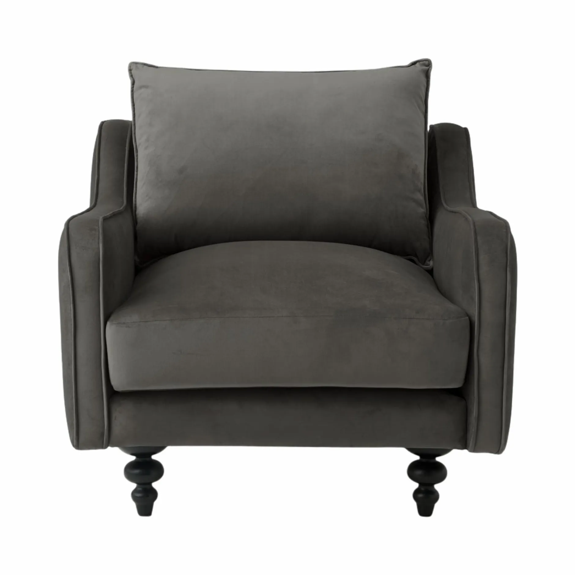 Canapés Fixes>Camif Fauteuil velours Orso - Gris Clair