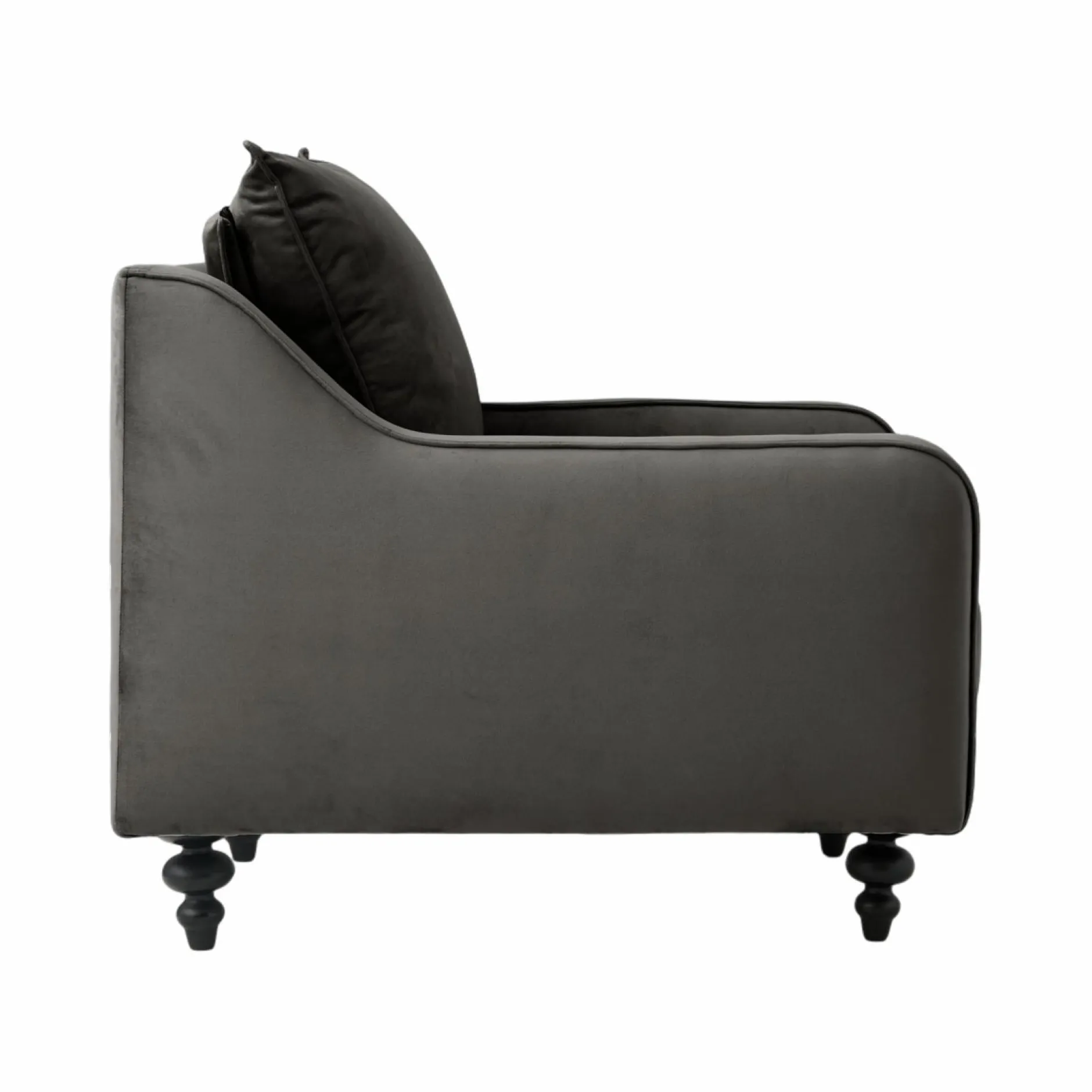 Canapés Fixes>Camif Fauteuil velours Orso - Gris Clair