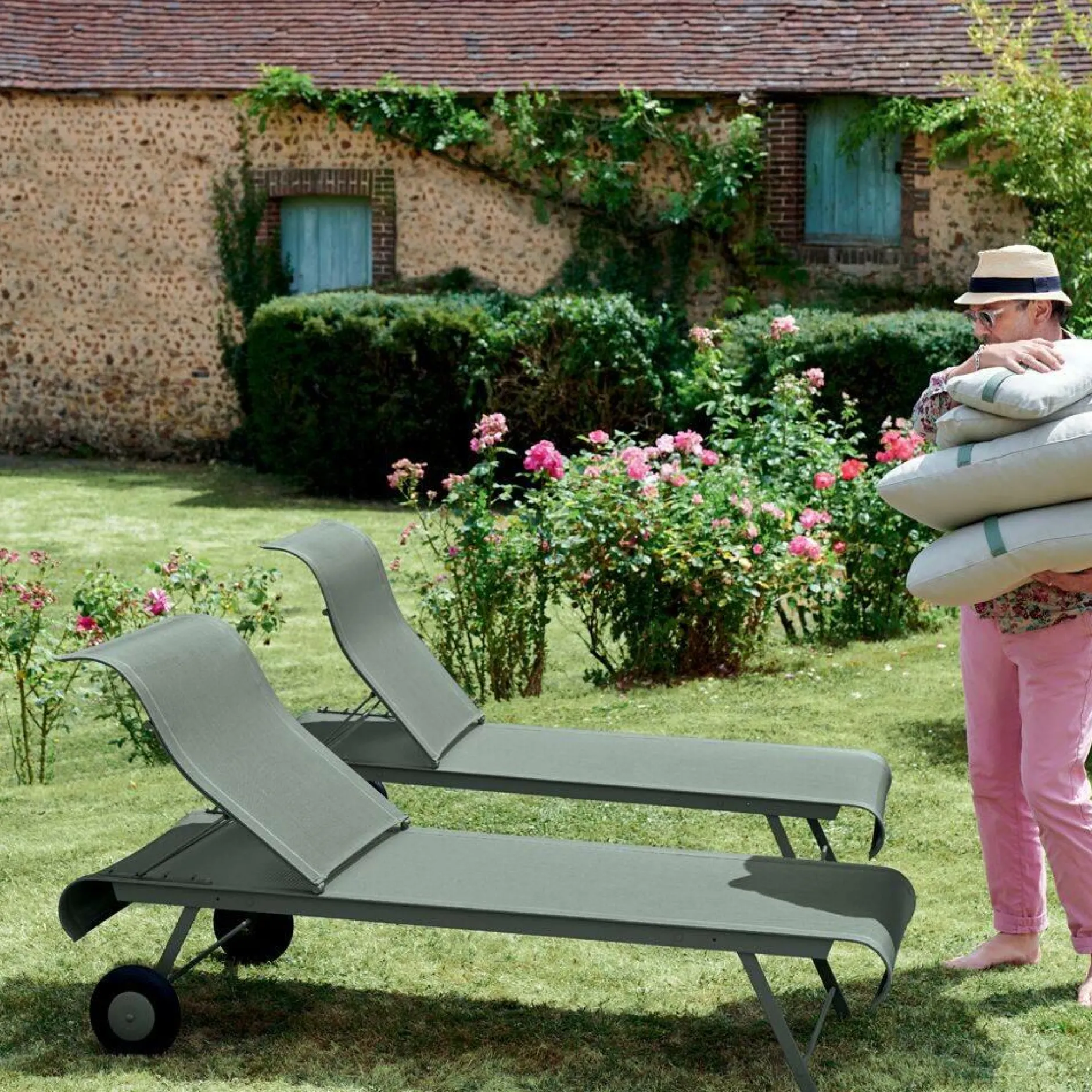 Bains De Soleil>Camif FERMOB Bain de Soleil Pliant Dune en Acier - Cactus