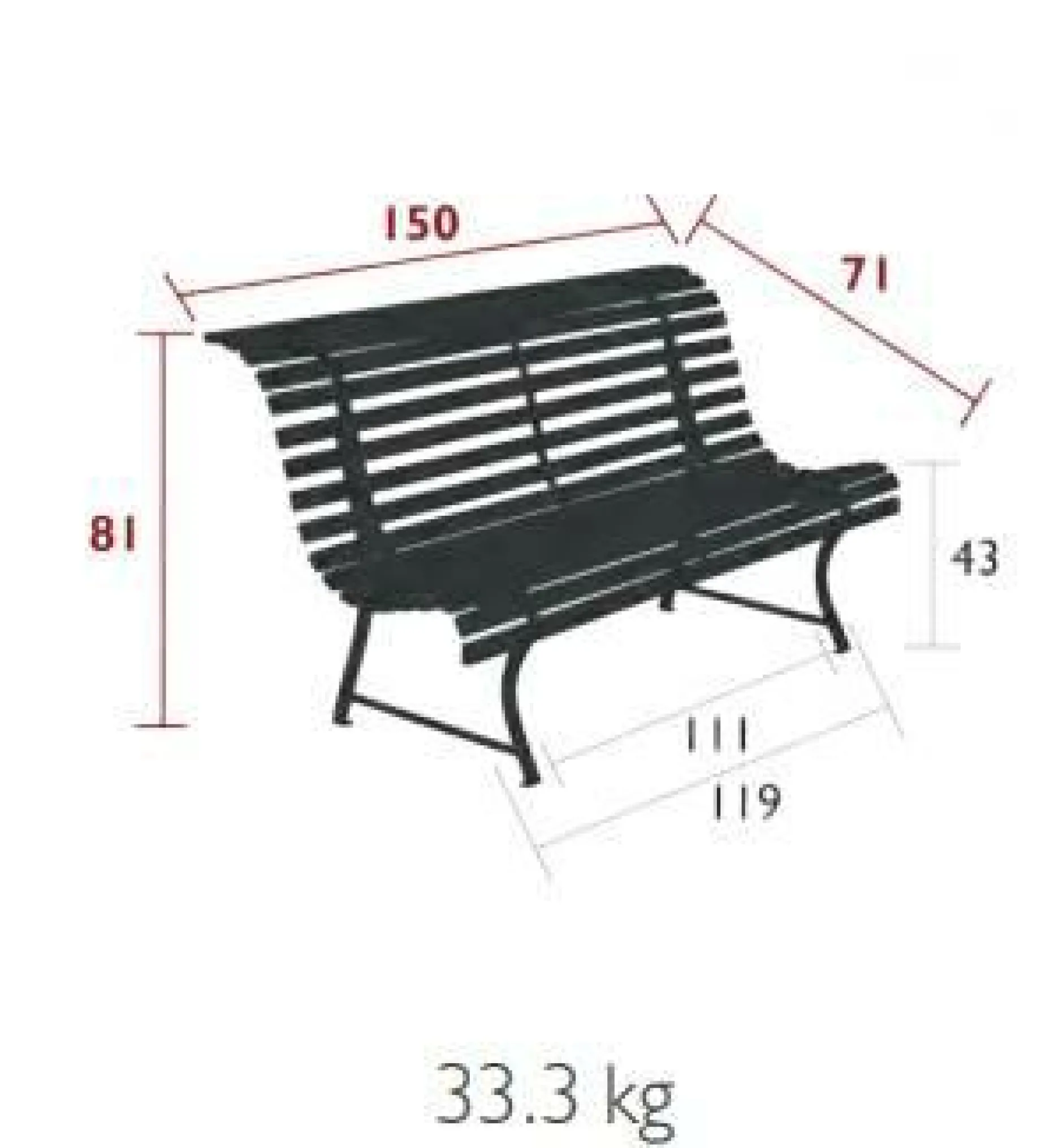 Bancs De Jardin>Camif FERMOB Banc 3 Places 150 cm Louisiane en Acier - Romarin