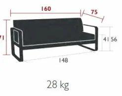 Canapés Et Fauteuils De Jardin></noscript>Camif FERMOB Canapé 2 Places Bellevie Blanc Grisé en Aluminium - Réglisse