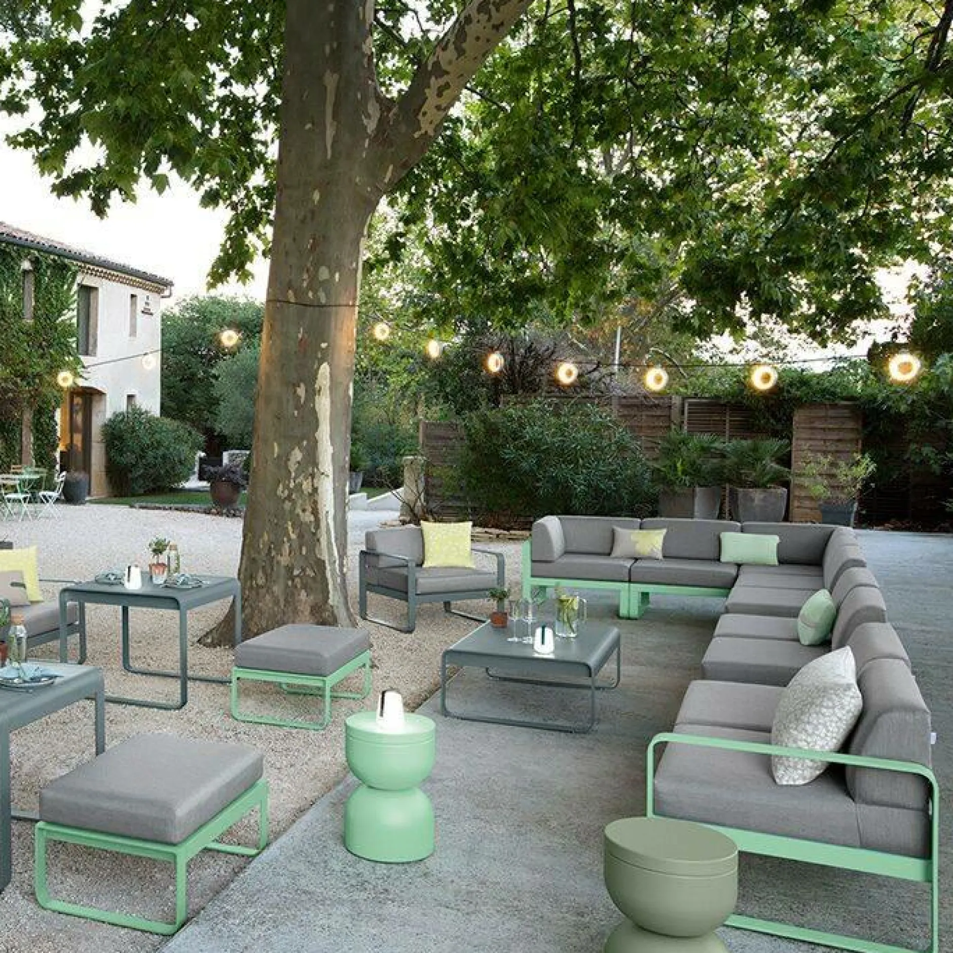 Canapés Et Fauteuils De Jardin>Camif FERMOB Canapé 2 Places Bellevie Gris Flanelle en Aluminium - Bleu Abysse