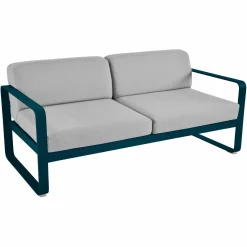 Canapés Et Fauteuils De Jardin>Camif FERMOB Canapé 2 Places Bellevie Gris Flanelle en Aluminium - Bleu Acapulco