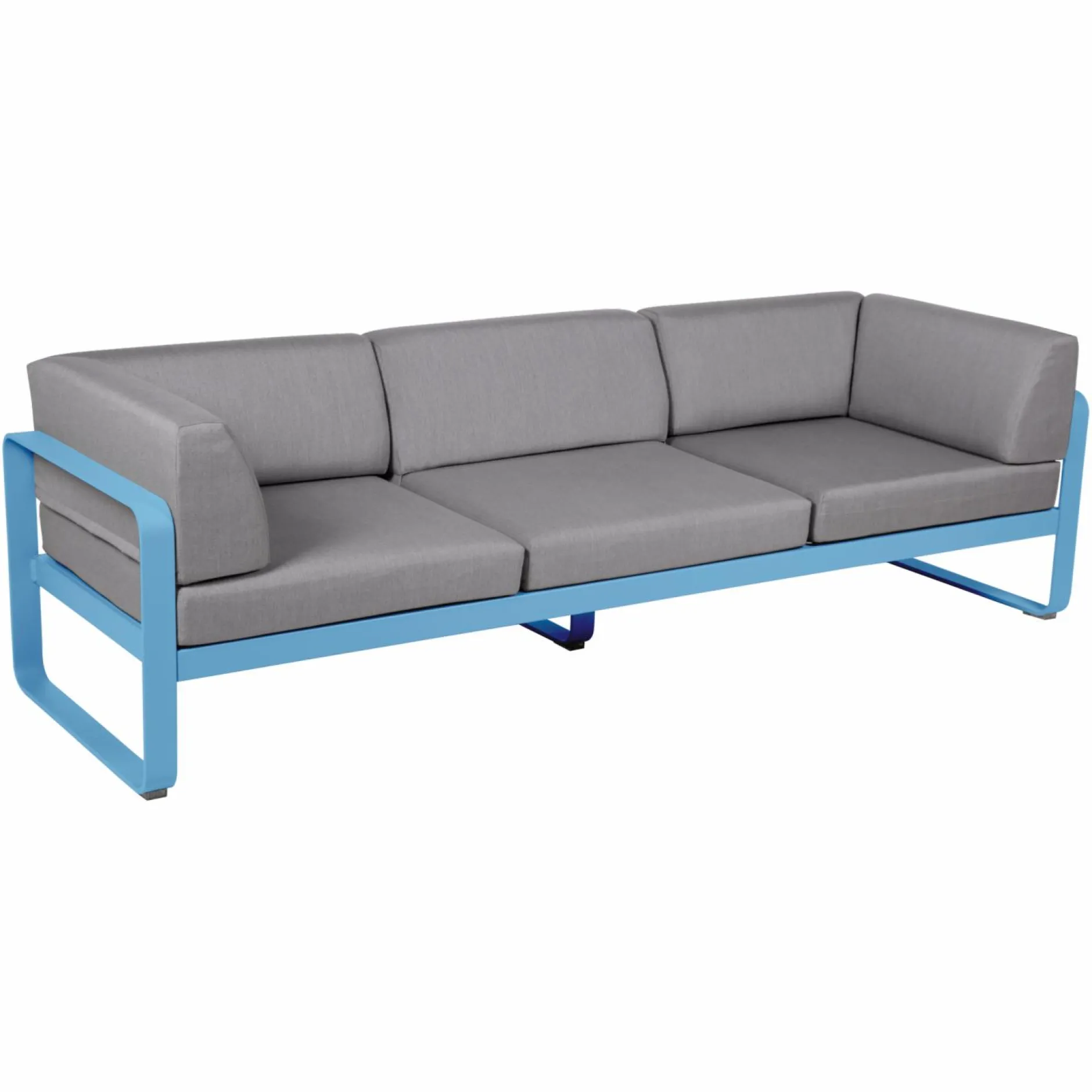 Canapés Et Fauteuils De Jardin>Camif FERMOB Canapé 3 Places Bellevie Gris Flanelle en Aluminium - Bleu Maya