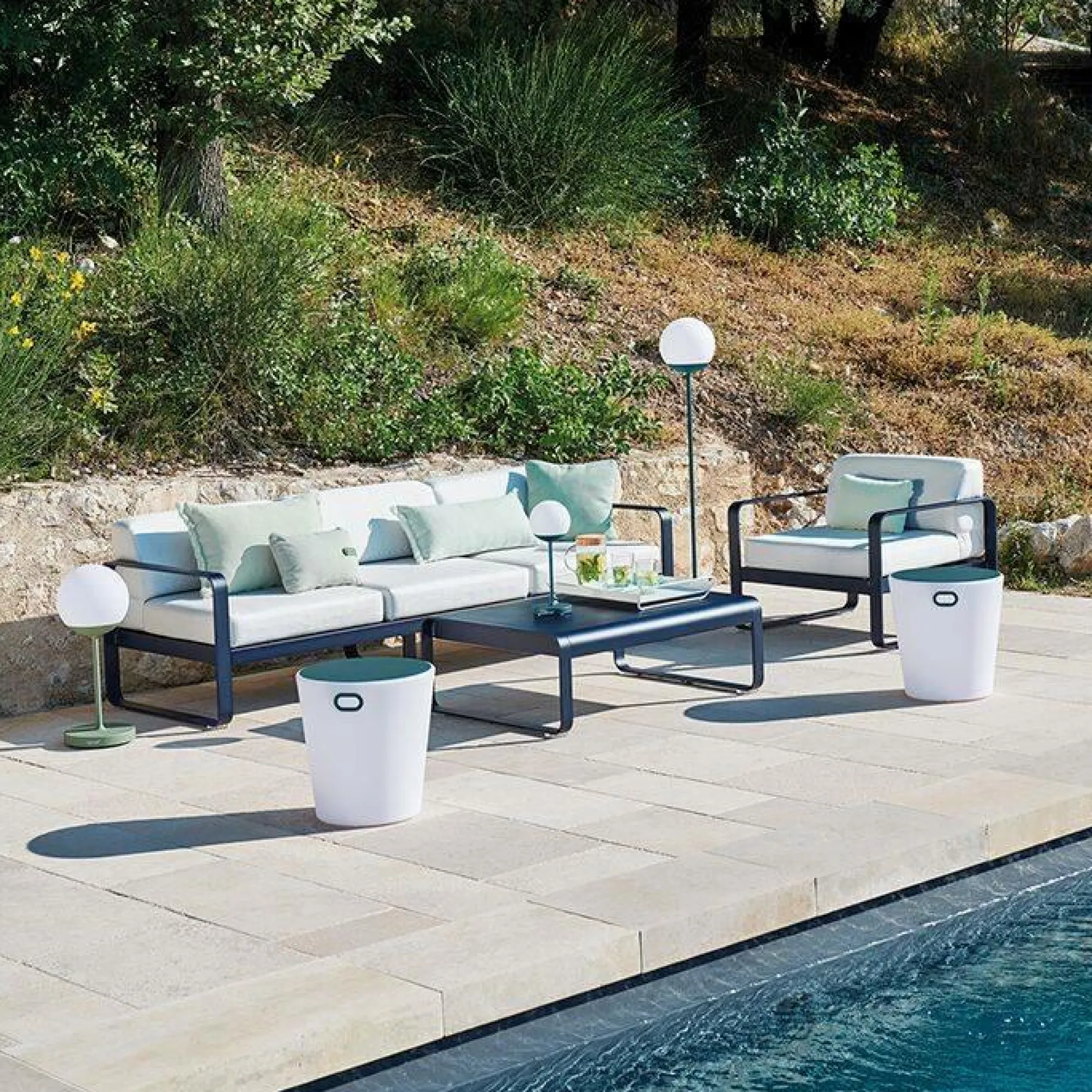 Canapés Et Fauteuils De Jardin>Camif FERMOB Fauteuil Bellevie Blanc Grisé en Aluminium - Citron Givré