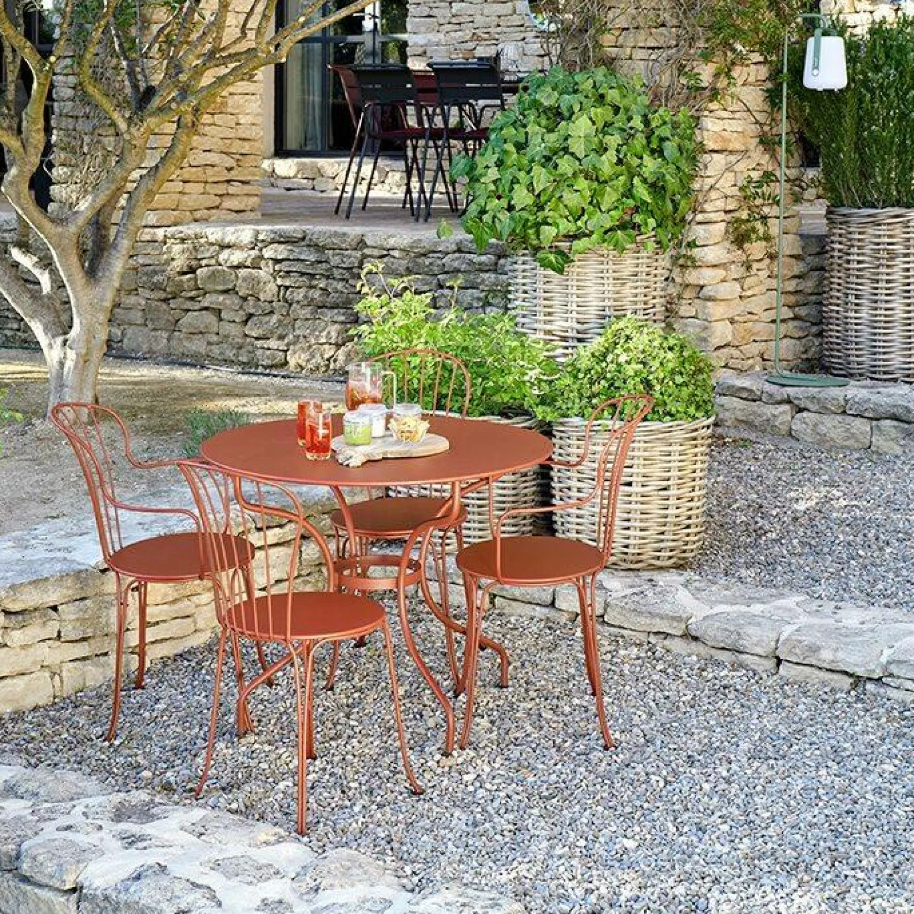 Fauteuils De Jardin>Camif FERMOB Lot de 2 Fauteuils Empilables Opéra+ en Acier - Guimauve