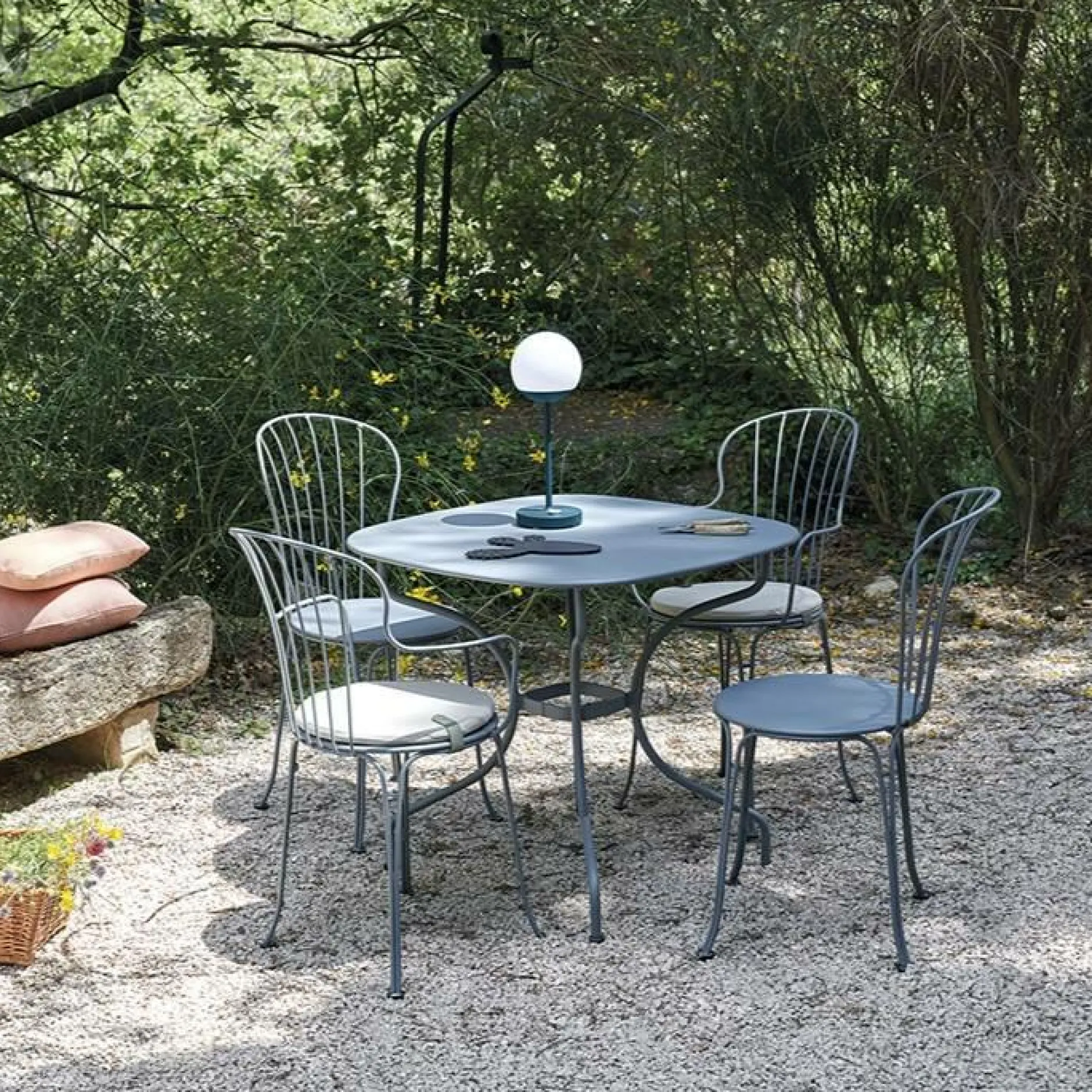 Fauteuils De Jardin>Camif FERMOB Lot de 2 Fauteuils Empilables Opéra+ en Acier - Citron Givré