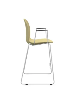 Tabourets>Camif FLOKK Chaise haute empilable avec accoudoirs et pieds luge acier Noor 6090 - Jaune Paille