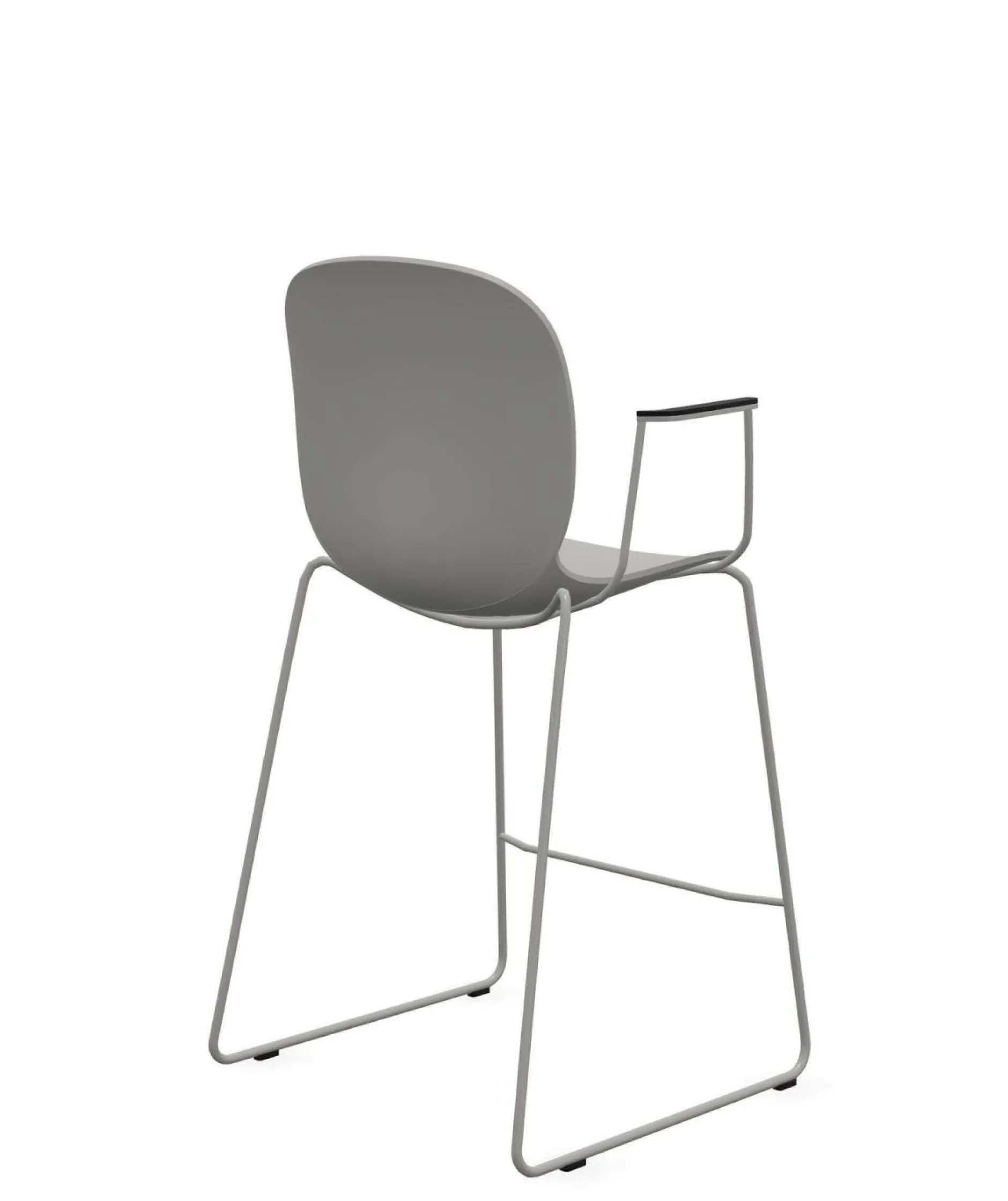 Tabourets>Camif FLOKK Chaise haute empilable avec accoudoirs et pieds luge acier Noor 6090 - Gris Clair