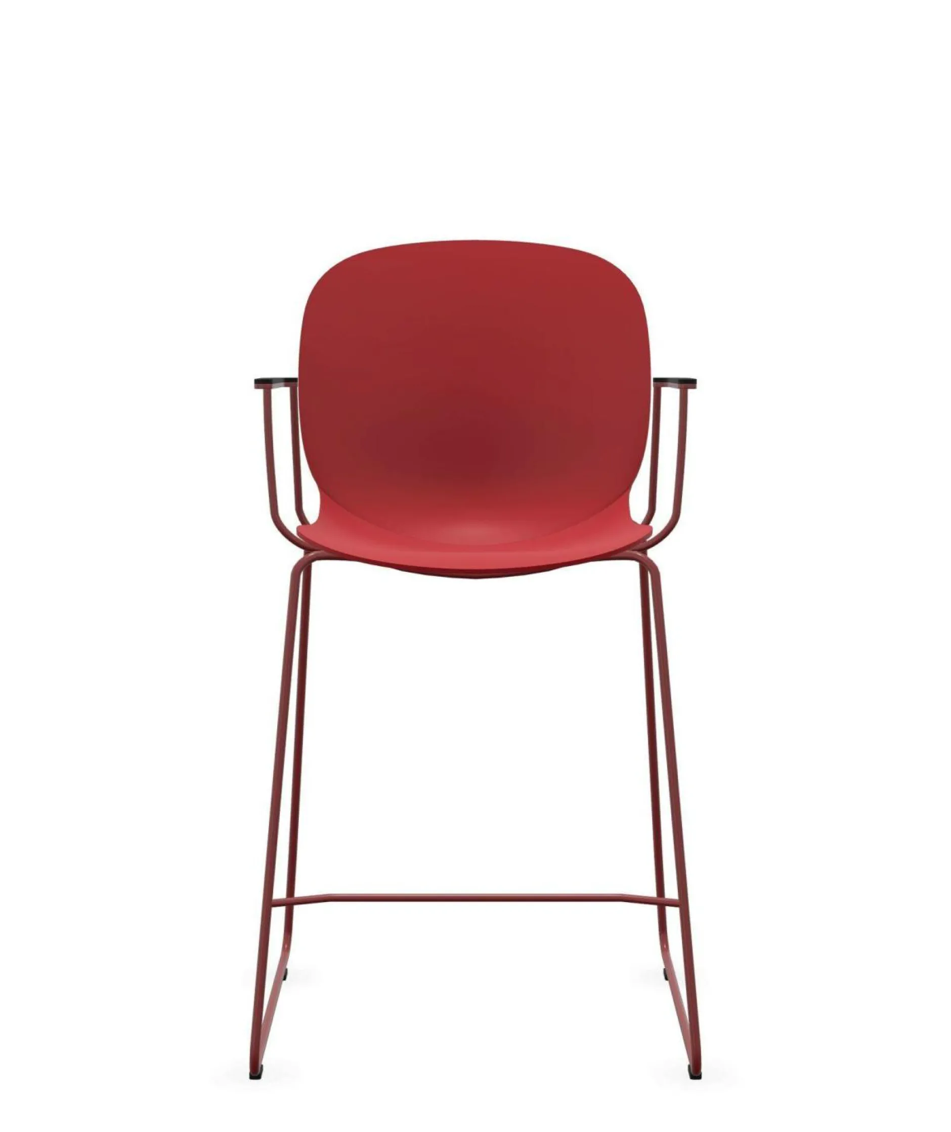 Tabourets>Camif FLOKK Chaise haute empilable avec accoudoirs et pieds luge acier Noor 6090 - Rouge
