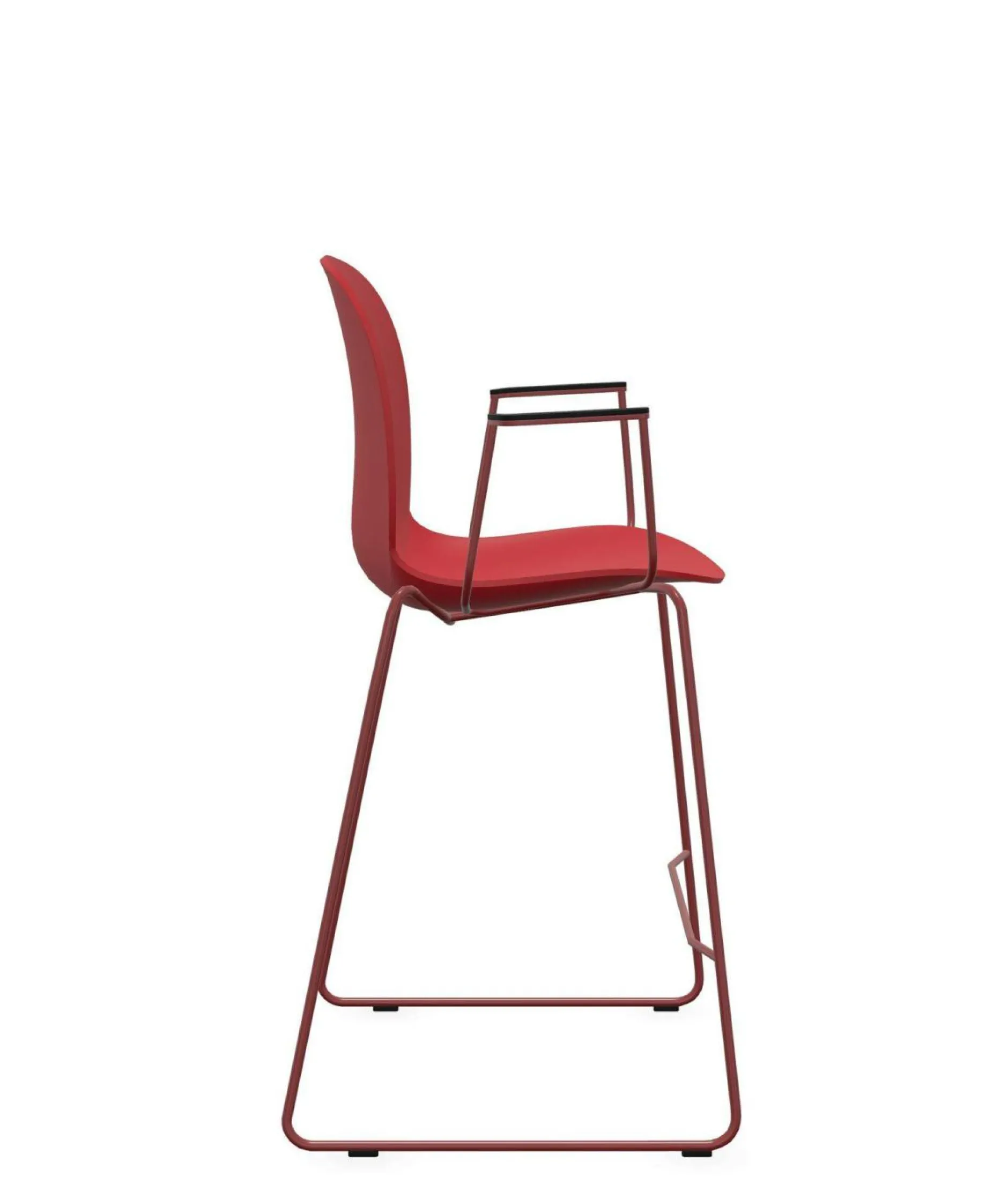 Tabourets>Camif FLOKK Chaise haute empilable avec accoudoirs et pieds luge acier Noor 6090 - Rouge
