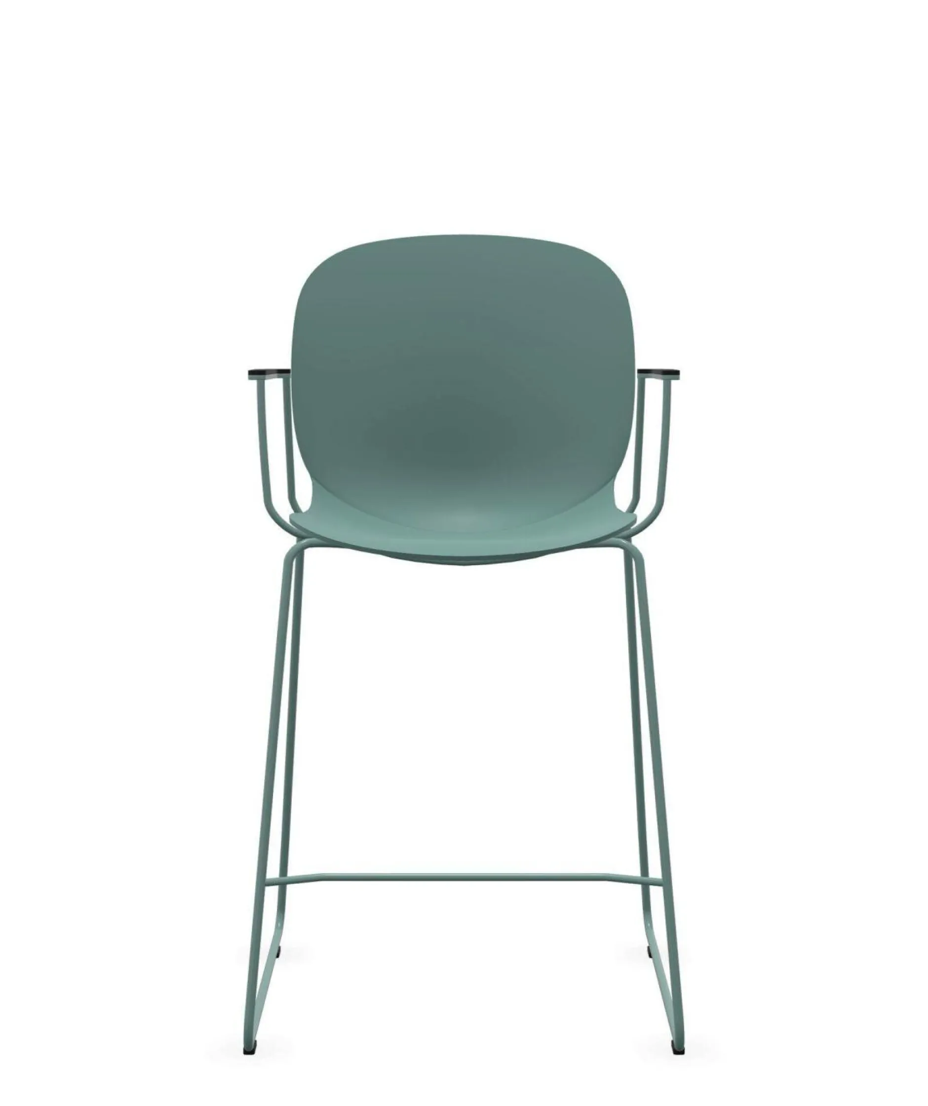 Tabourets>Camif FLOKK Chaise haute empilable avec accoudoirs et pieds luge acier Noor 6090 - Bleu Vert