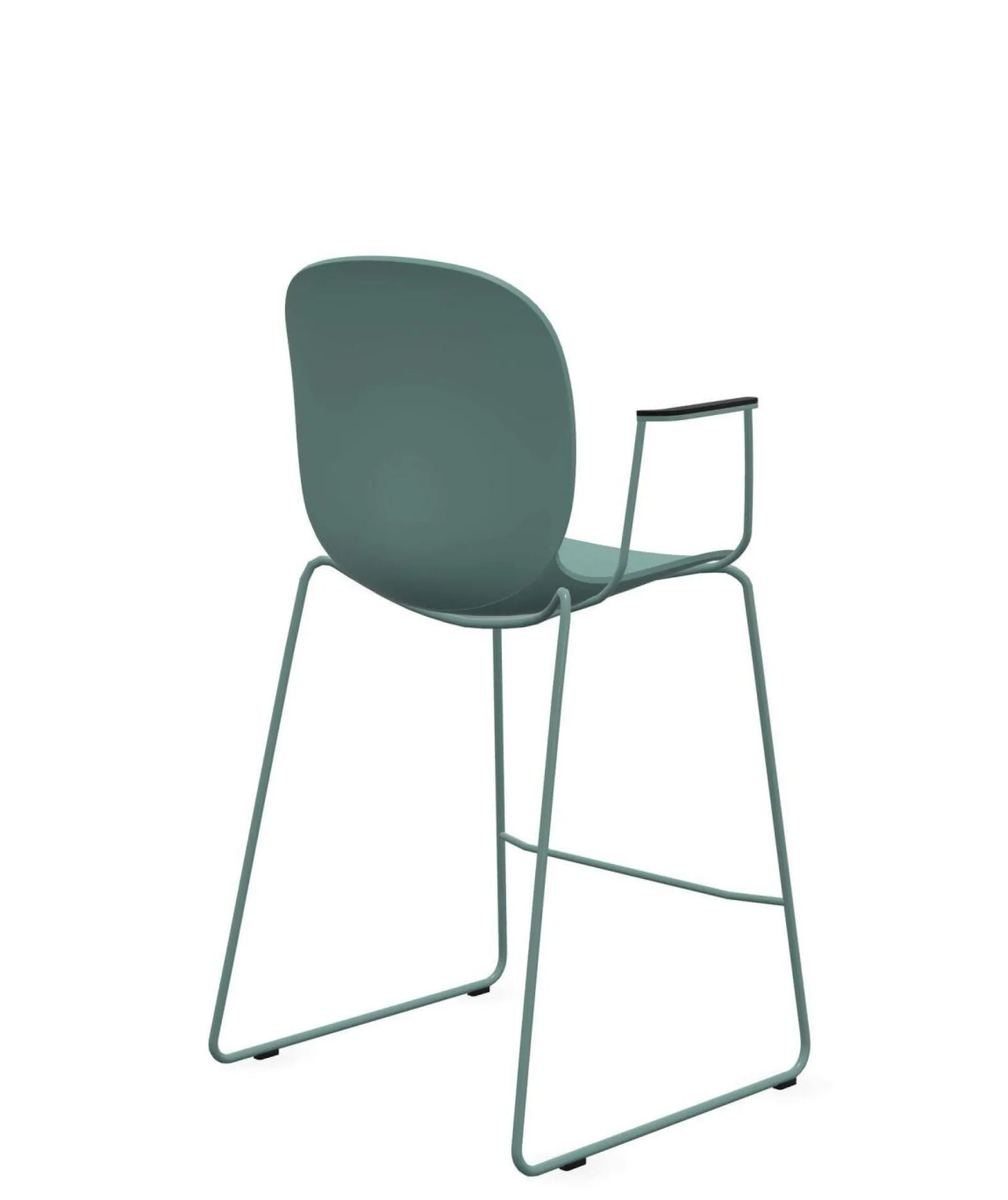 Tabourets>Camif FLOKK Chaise haute empilable avec accoudoirs et pieds luge acier Noor 6090 - Bleu Vert