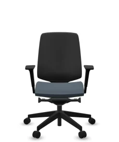 Chaises De Bureau>Camif FLOKK Fauteuil de bureau base noire et dossier résille Light Up 250SL - - Roulettes pour sol dur Assise Bleu Jean