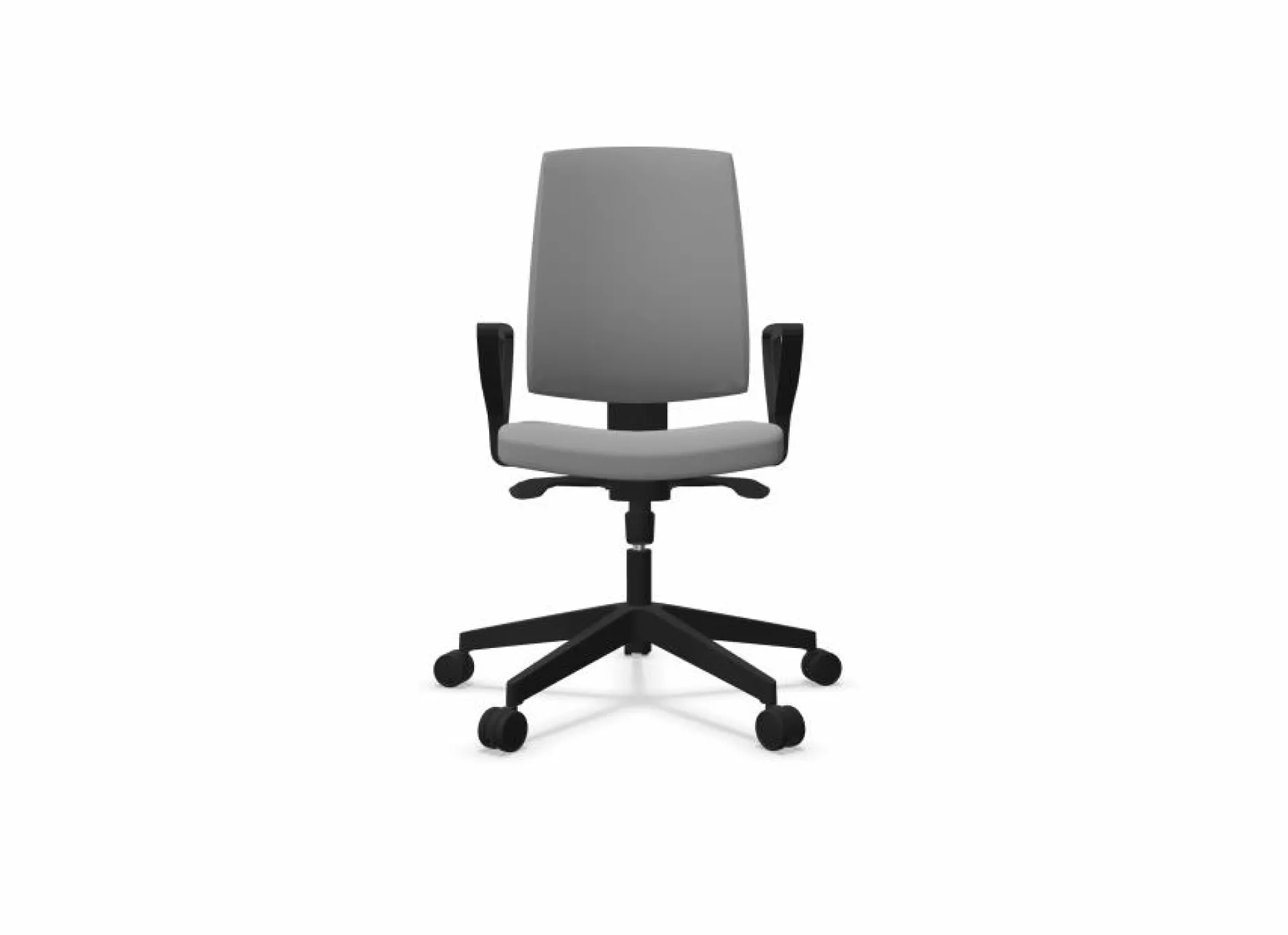 Chaises De Bureau>Camif FLOKK Fauteuil de bureau dossier capitonné et plastique noir avec accoudoirs fixes Raya 21S - - Roulettes pour sol dur Gris