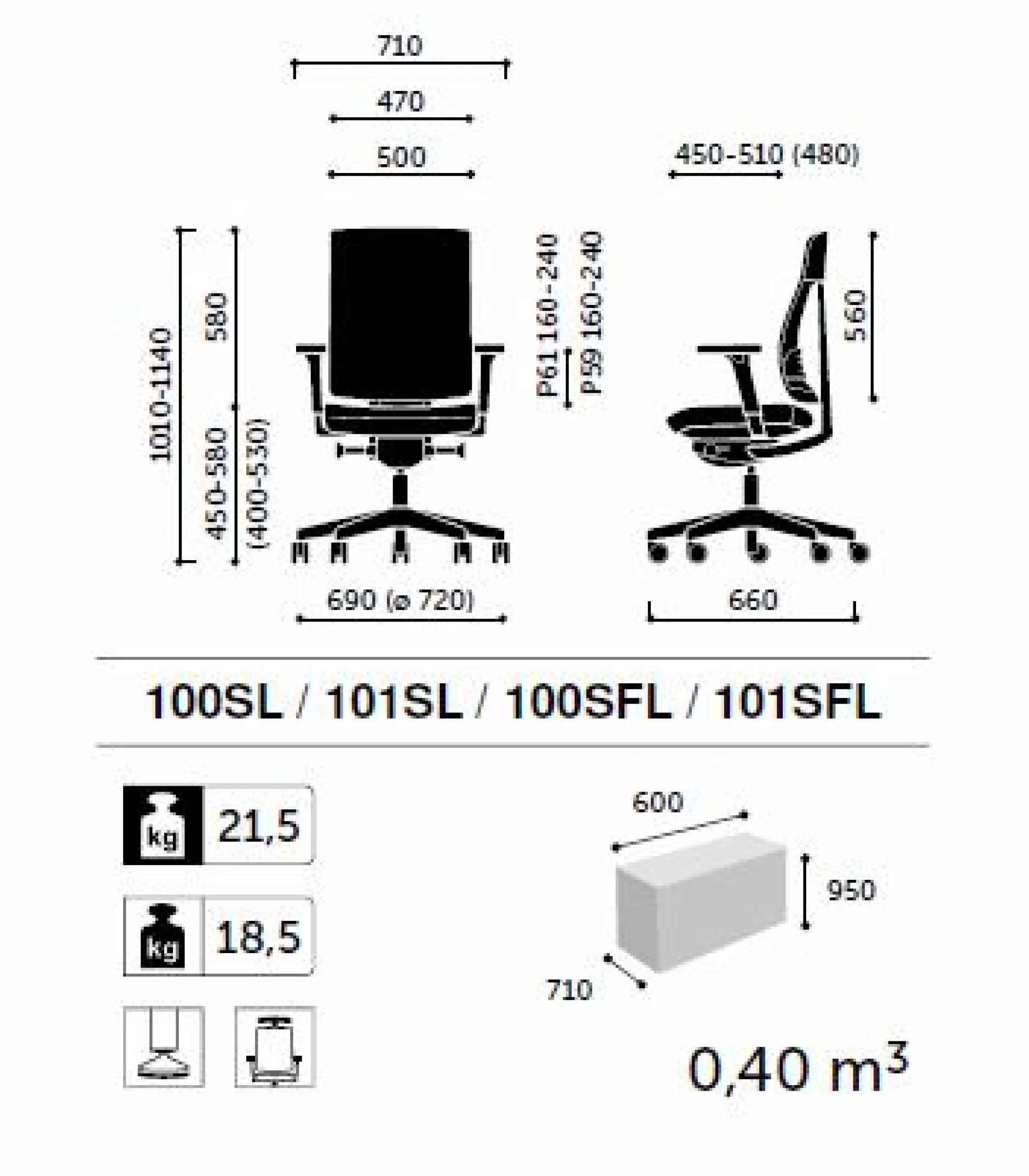 Chaises De Bureau>Camif FLOKK Fauteuil de bureau sans têtière Xenon Net 101SFL - - Roulettes pour sol dur Gris