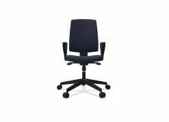 Chaises De Bureau>Camif FLOKK Fauteuil de bureau dossier capitonné et plastique noir avec accoudoirs fixes Raya 21S - - Roulettes pour sol dur Bleu
